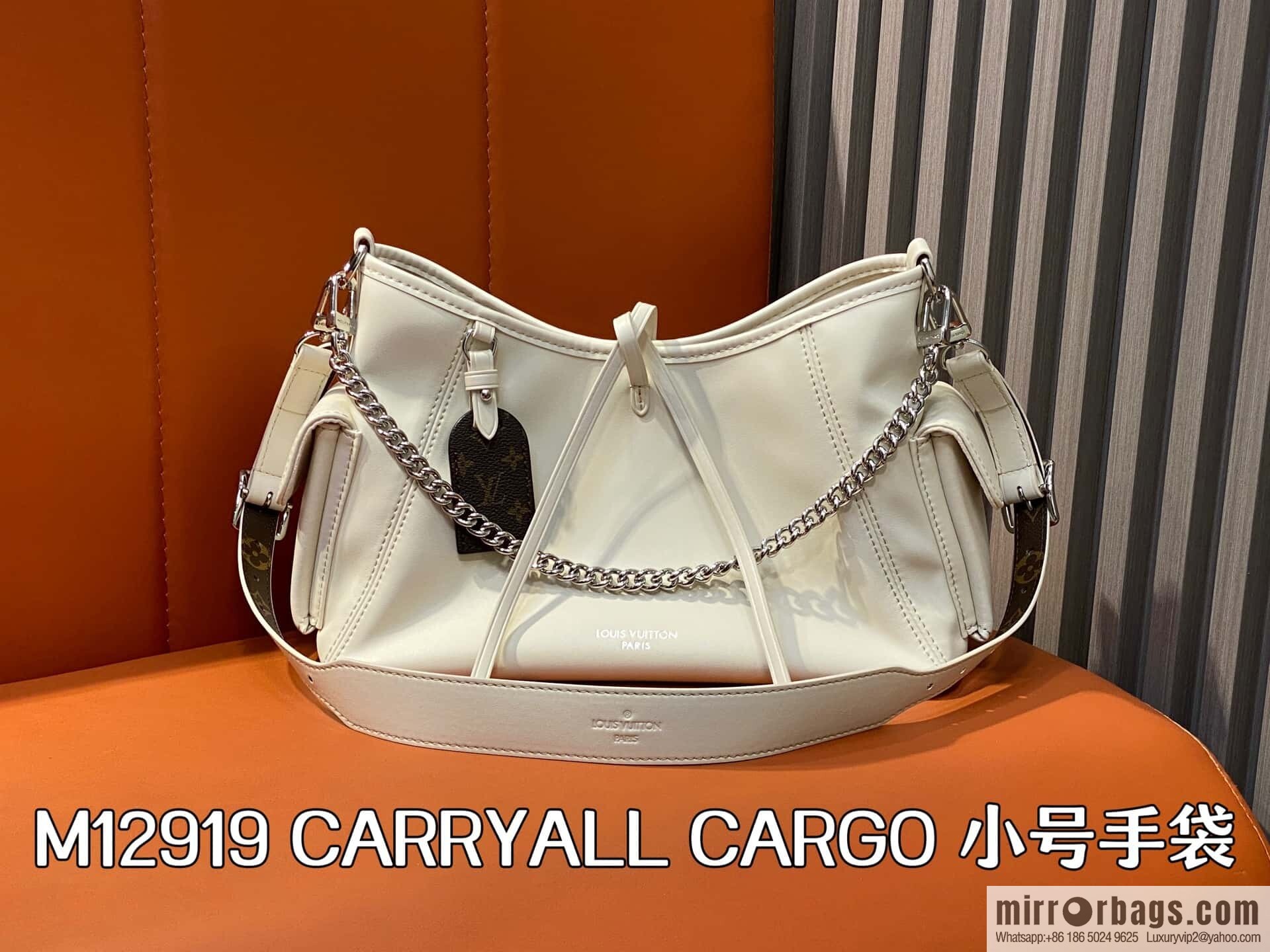 [Boutique‑grade] M12919 milky white, full leather shopping bag CARRYALL CARGO small handbag