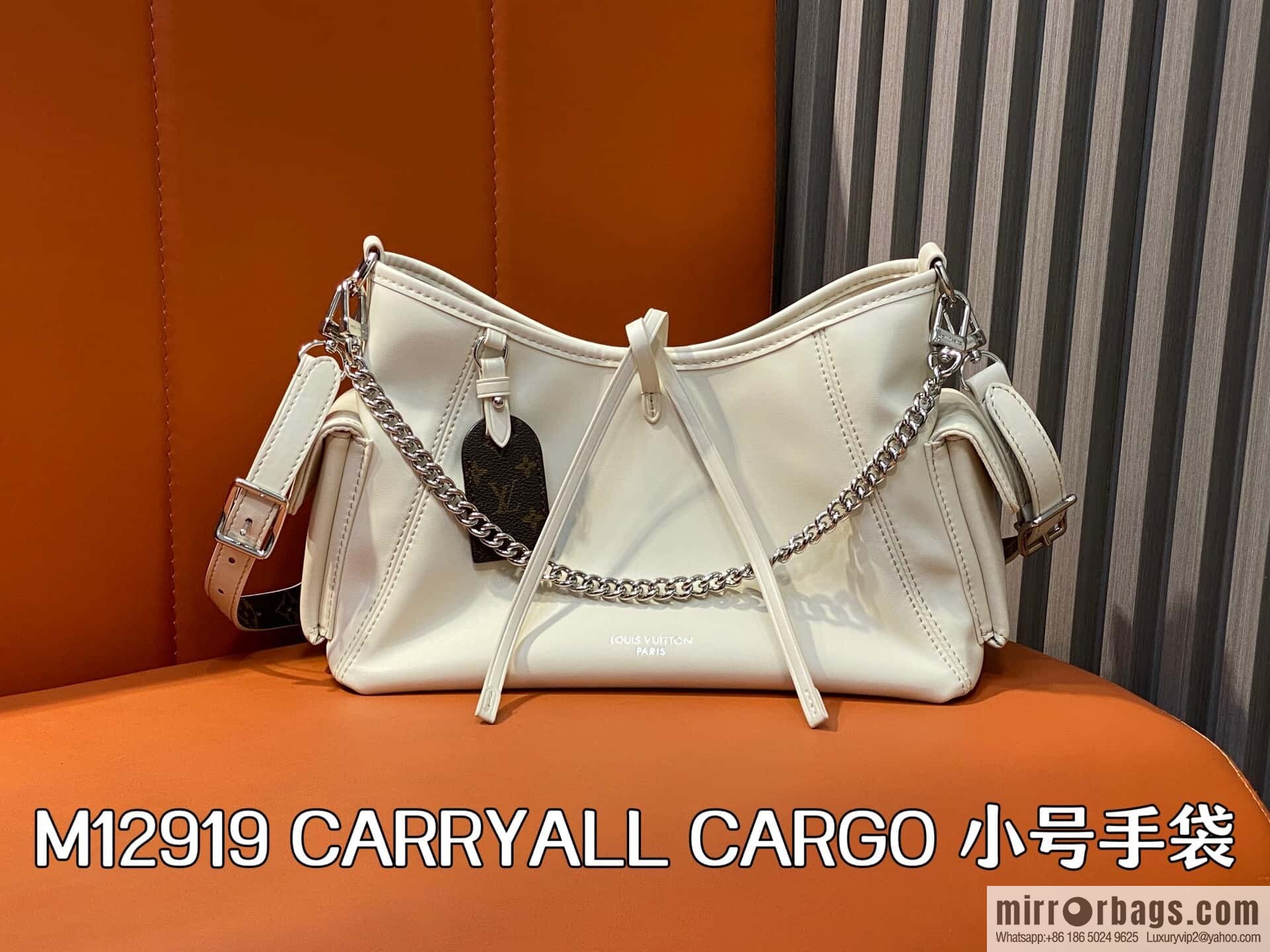 [Boutique‑grade] M12919 milky white, full leather shopping bag CARRYALL CARGO small handbag