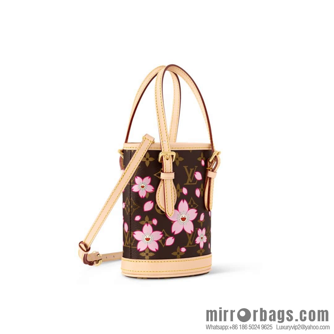 [Boutique‑grade] M13417 old flower, cherry blossom silk screen bucket bag LV XTM NANO BUCKET handbag