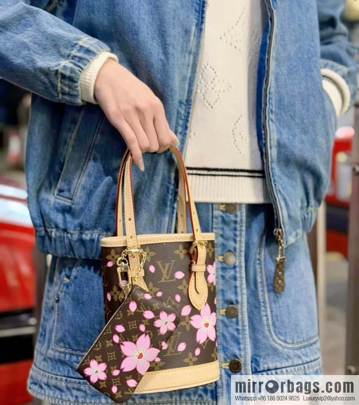 [Boutique‑grade] M13417 old flower, cherry blossom silk screen bucket bag LV XTM NANO BUCKET handbag