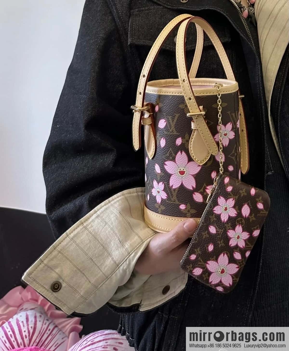 [Boutique‑grade] M13417 old flower, cherry blossom silk screen bucket bag LV XTM NANO BUCKET handbag