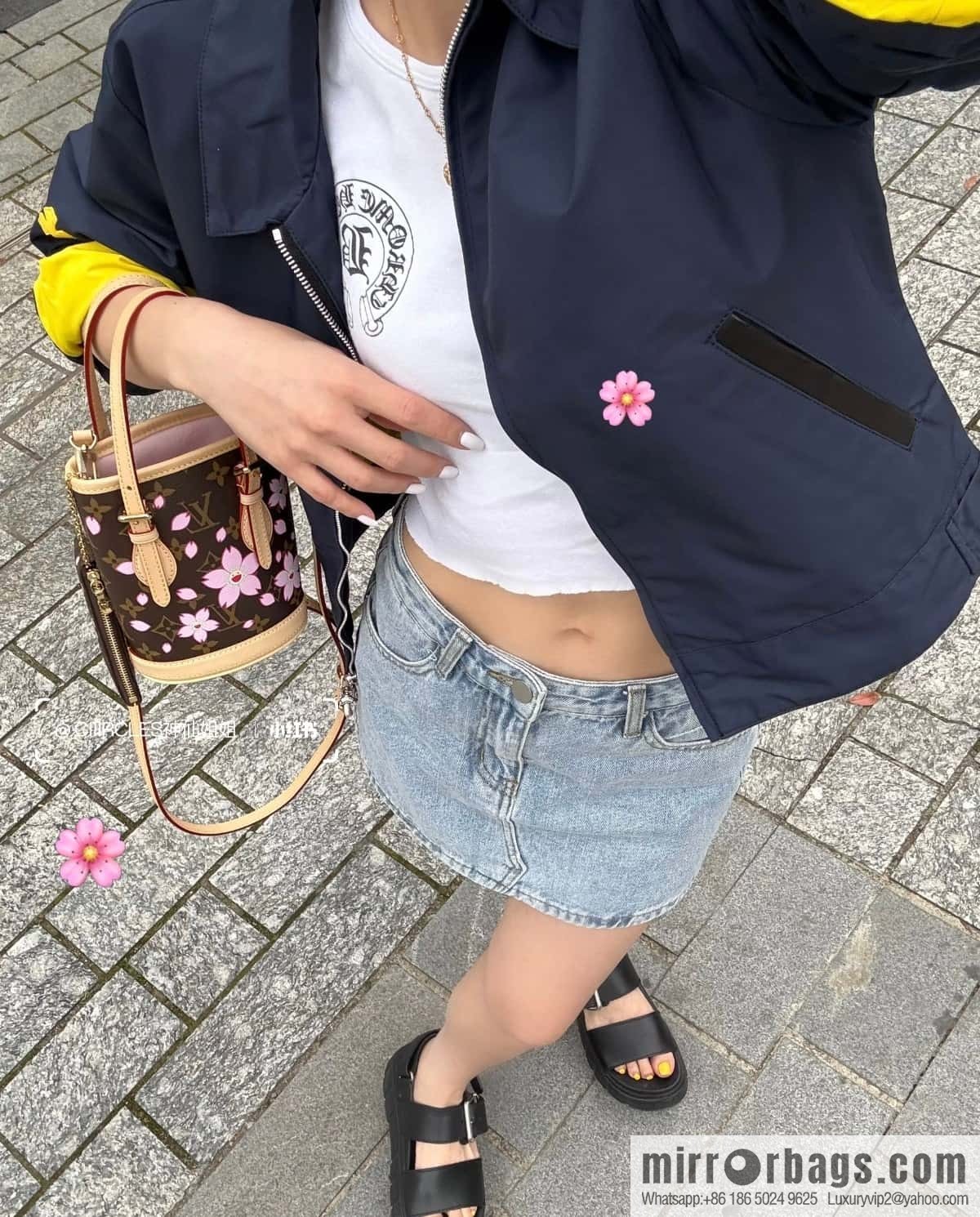 [Boutique‑grade] M13417 old flower, cherry blossom silk screen bucket bag LV XTM NANO BUCKET handbag