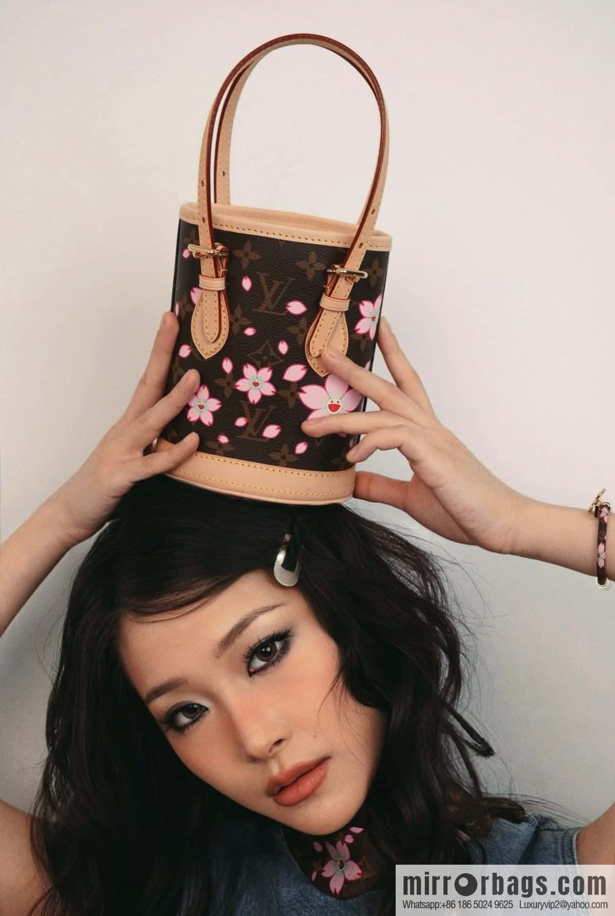 [Boutique‑grade] M13417 old flower, cherry blossom silk screen bucket bag LV XTM NANO BUCKET handbag