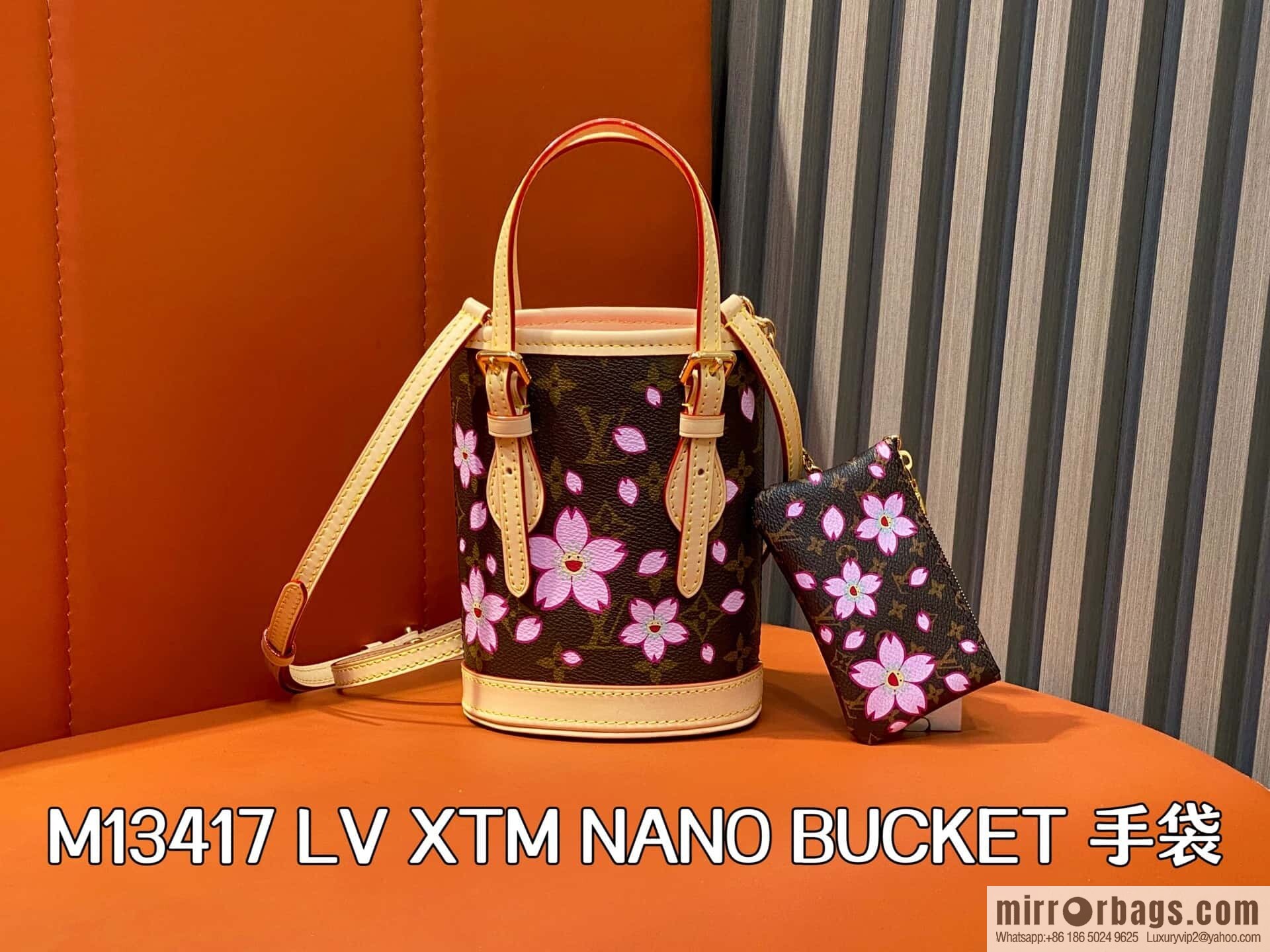 [Boutique‑grade] M13417 old flower, cherry blossom silk screen bucket bag LV XTM NANO BUCKET handbag