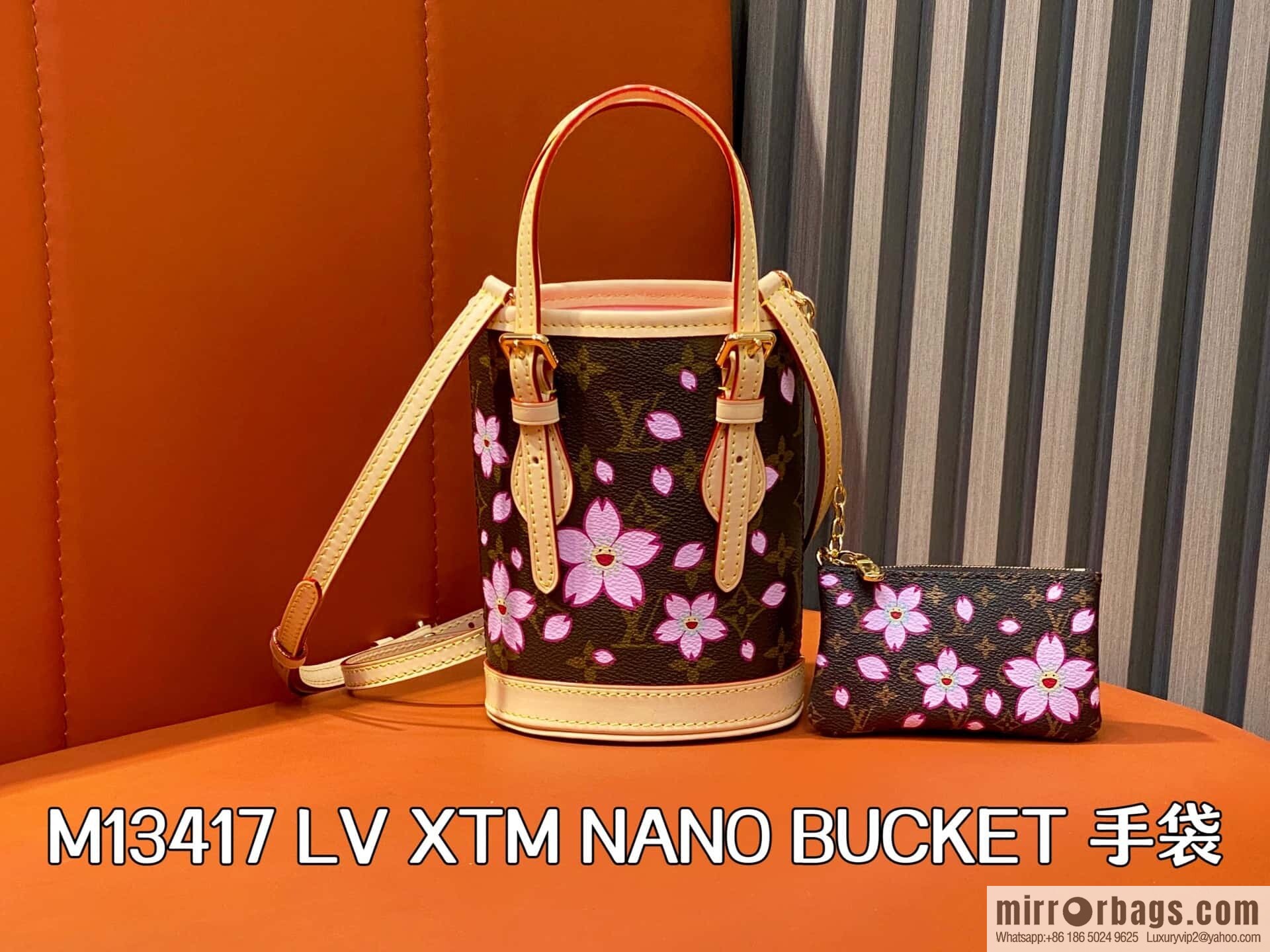[Boutique‑grade] M13417 old flower, cherry blossom silk screen bucket bag LV XTM NANO BUCKET handbag