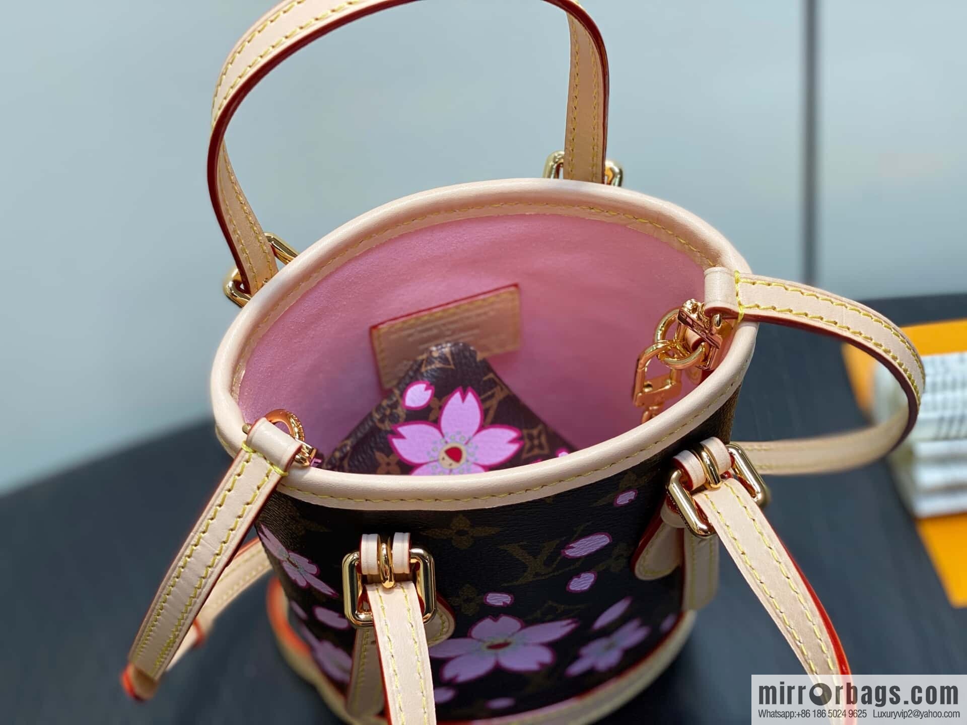 [Boutique‑grade] M13417 old flower, cherry blossom silk screen bucket bag LV XTM NANO BUCKET handbag