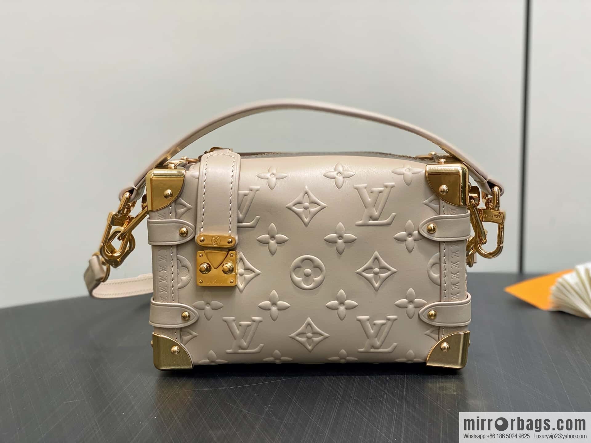 [Original order boutique] M14571 cream apricot, full leather soft box bag Side Trunk small handbag