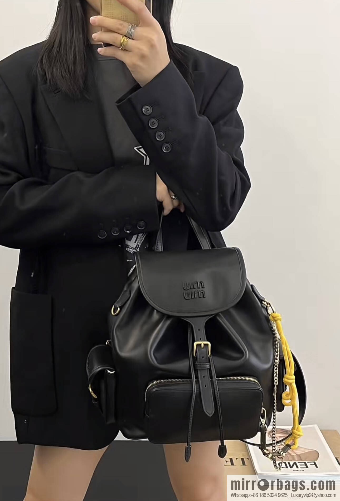 MIUMIU new backpack 5BZ042 large, black.