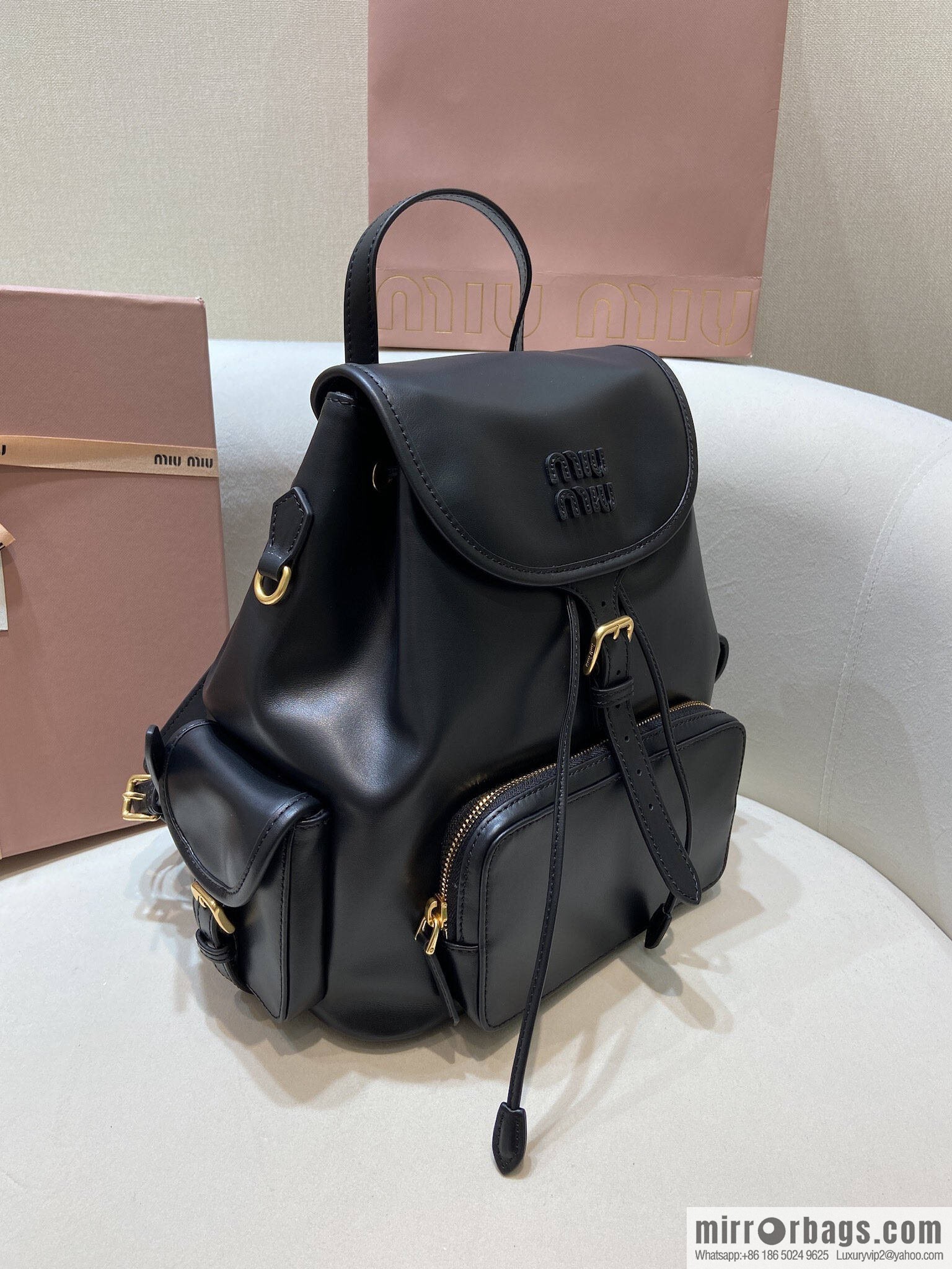 MIUMIU new backpack 5BZ042 large, black.