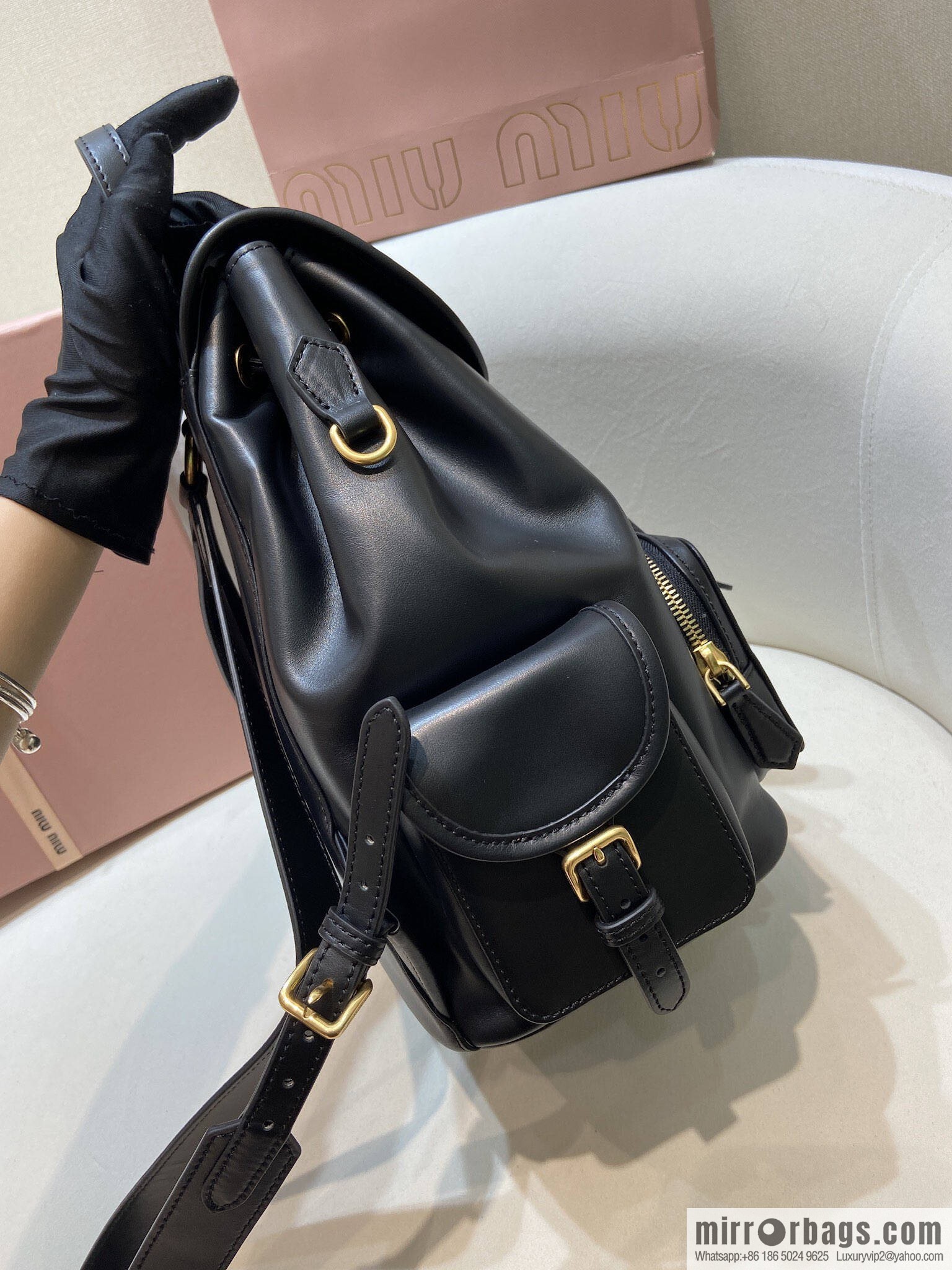MIUMIU new backpack 5BZ042 large, black.