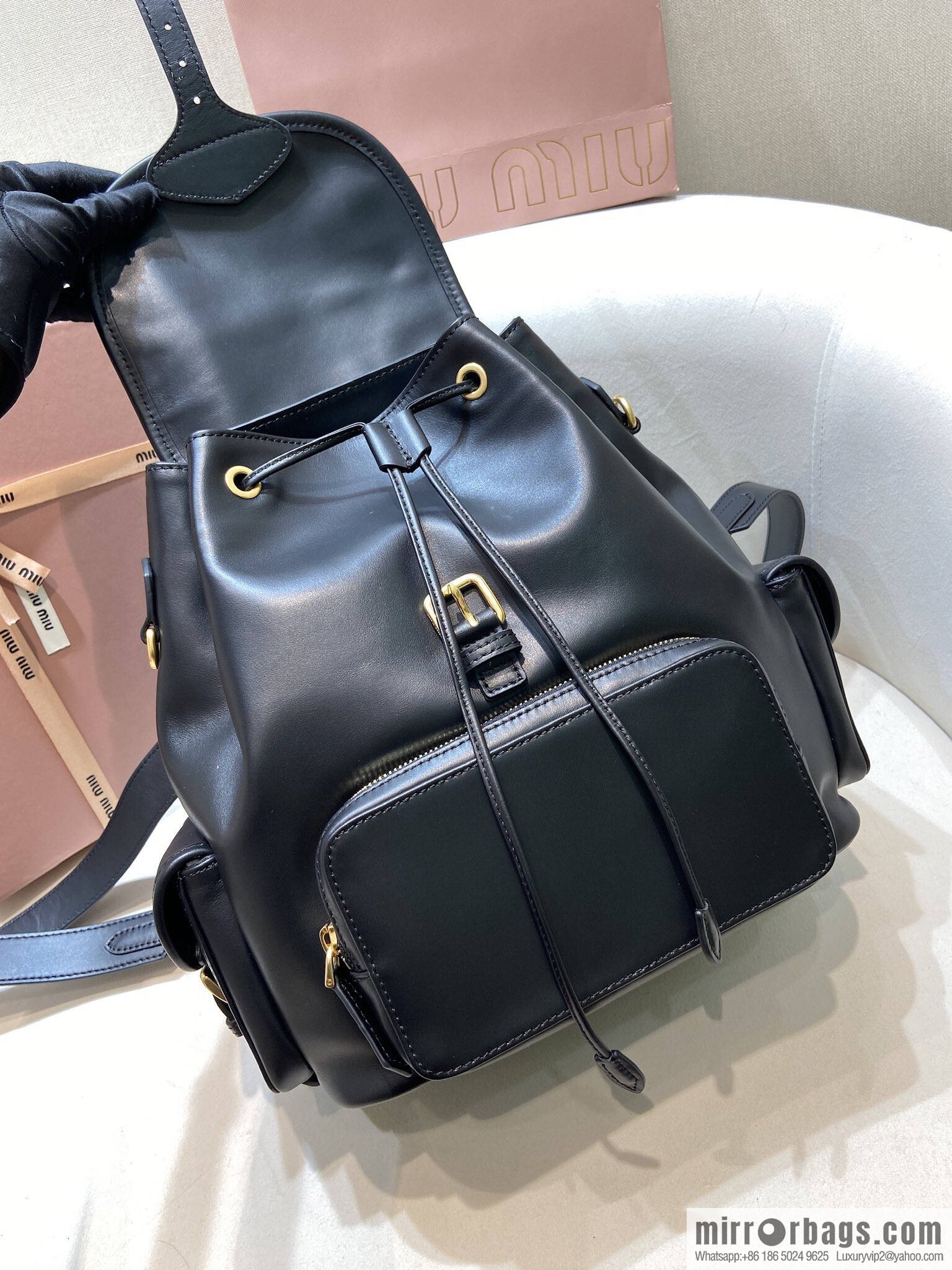 MIUMIU new backpack 5BZ042 large, black.