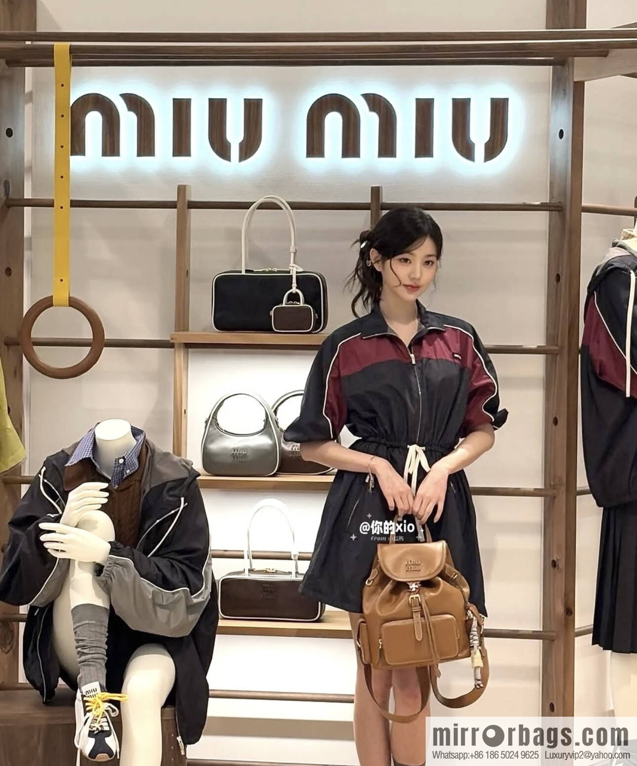 MIUMIU new backpack 5BZ042 large, caramel color
