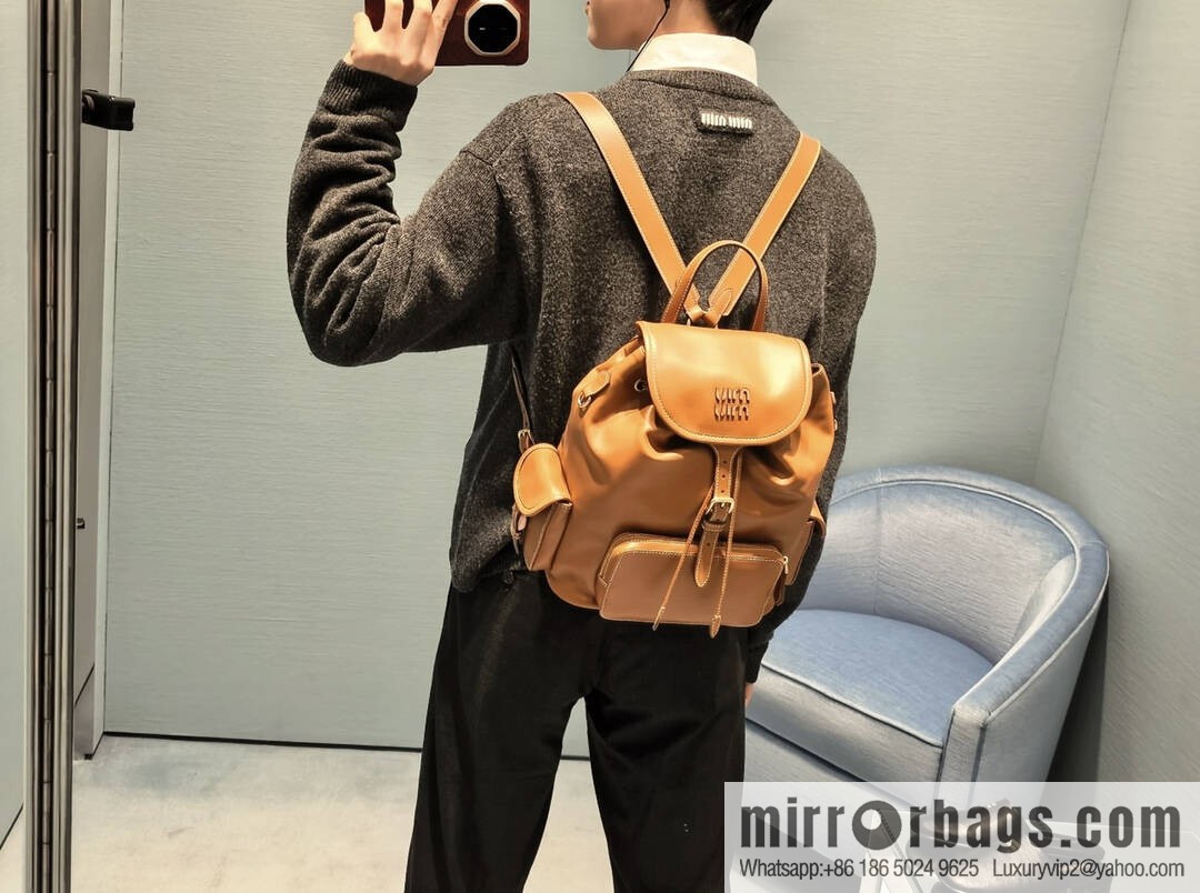 MIUMIU new backpack 5BZ042 large, caramel color