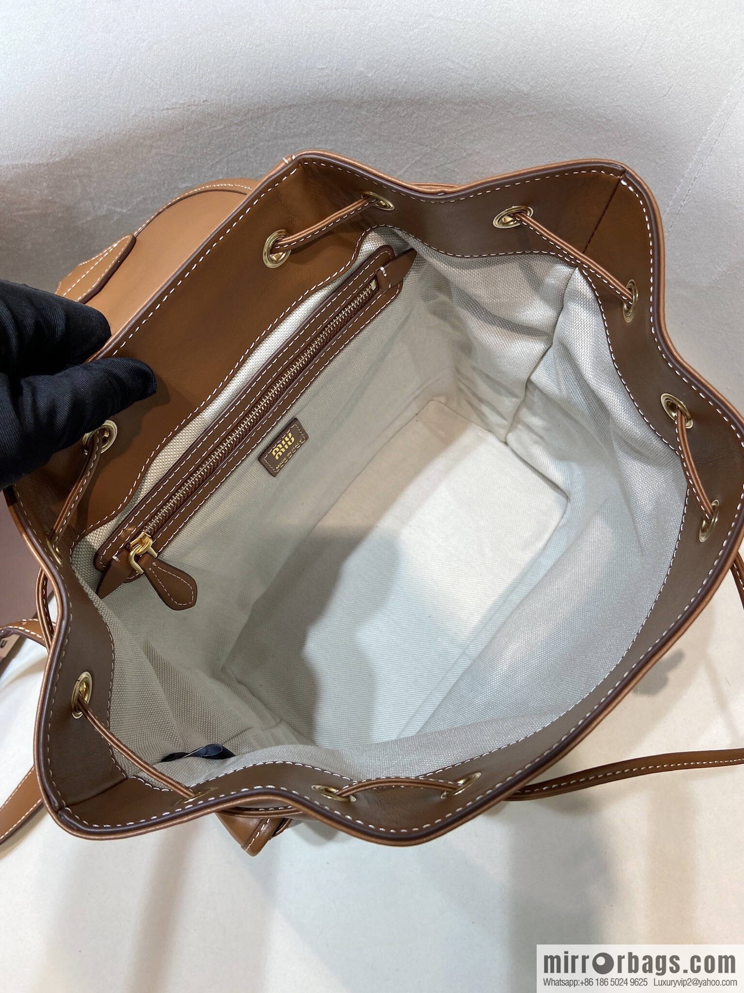 MIUMIU new backpack 5BZ042 large, caramel color
