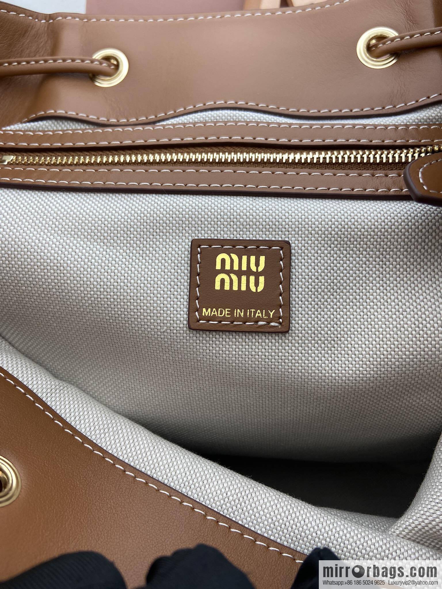 MIUMIU new backpack 5BZ042 large, caramel color