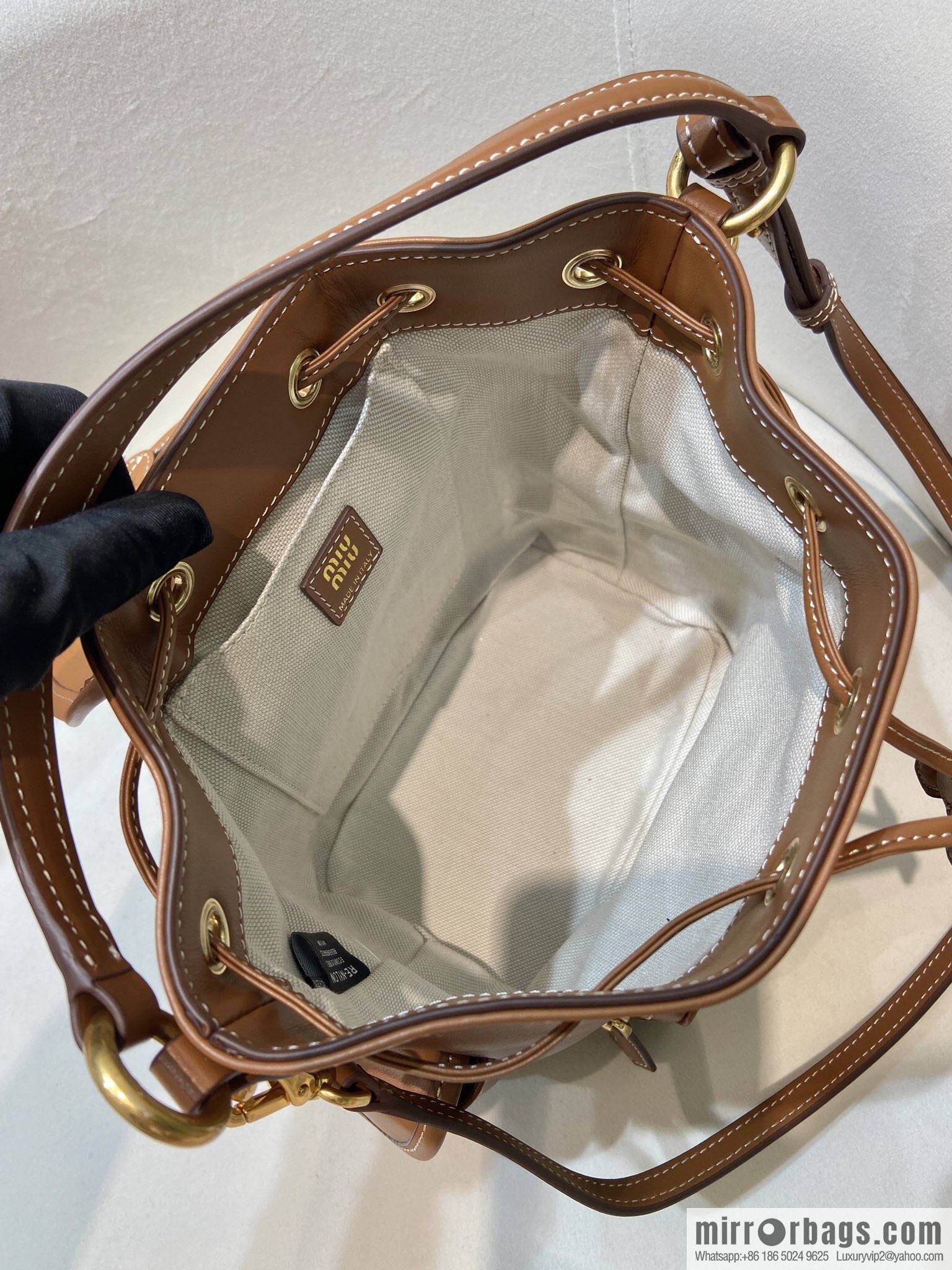 MIUMIU new backpack 5BZ043 small multi-function, caramel color