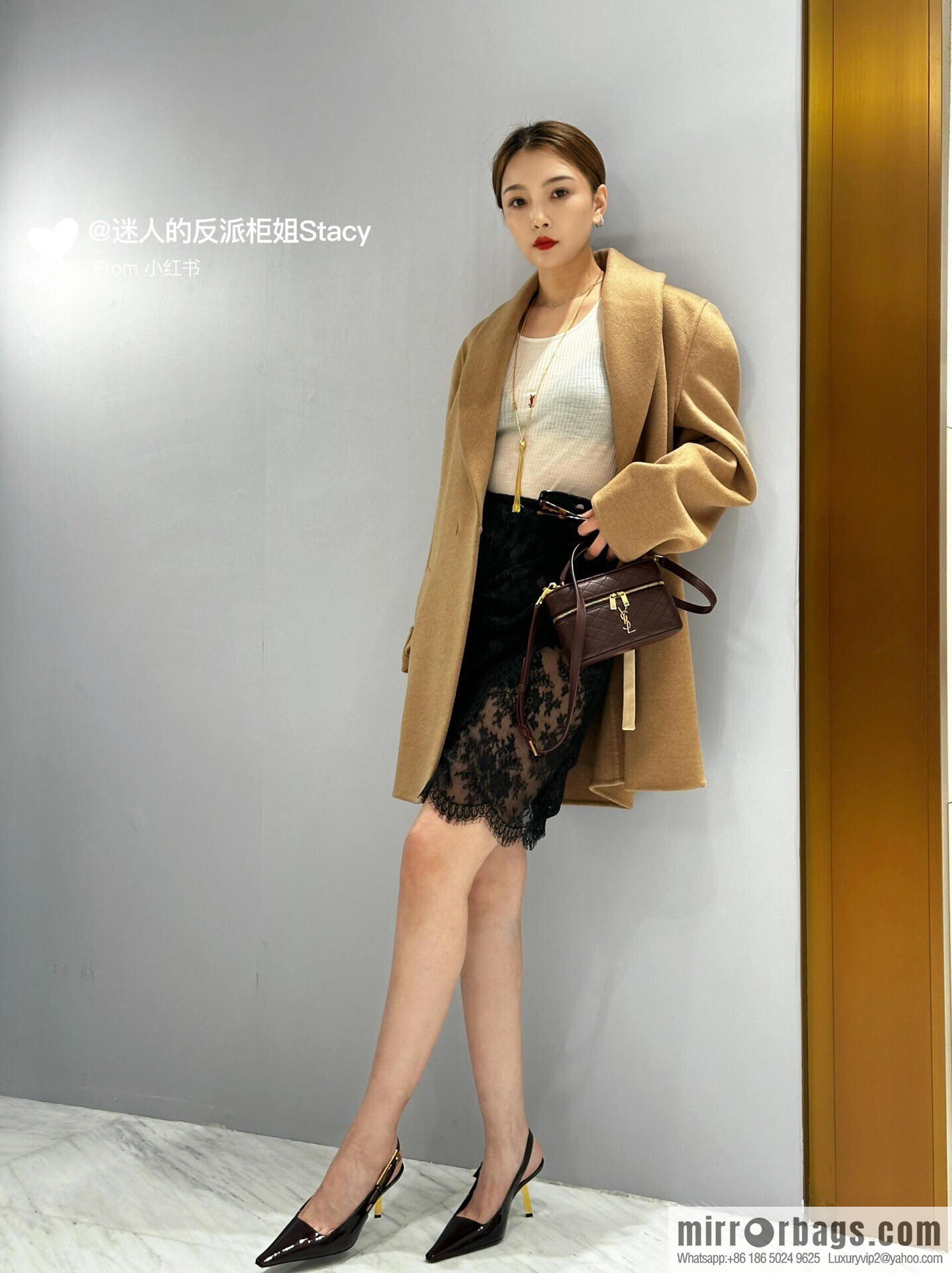 YSL 𝗚𝗔𝗕𝗬 𝗩𝗔𝗡𝗜𝗧𝗬 mini sheepskin clutch bag 766731 burgundy