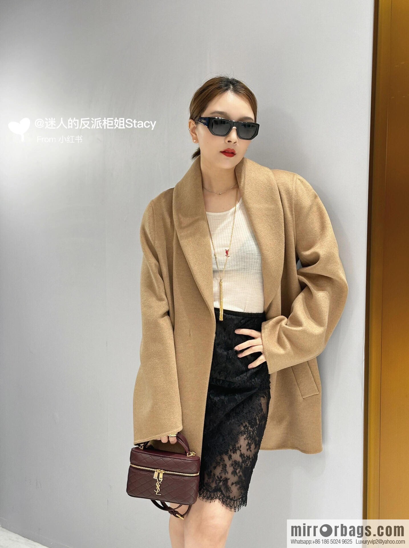 YSL 𝗚𝗔𝗕𝗬 𝗩𝗔𝗡𝗜𝗧𝗬 mini sheepskin clutch bag 766731 burgundy