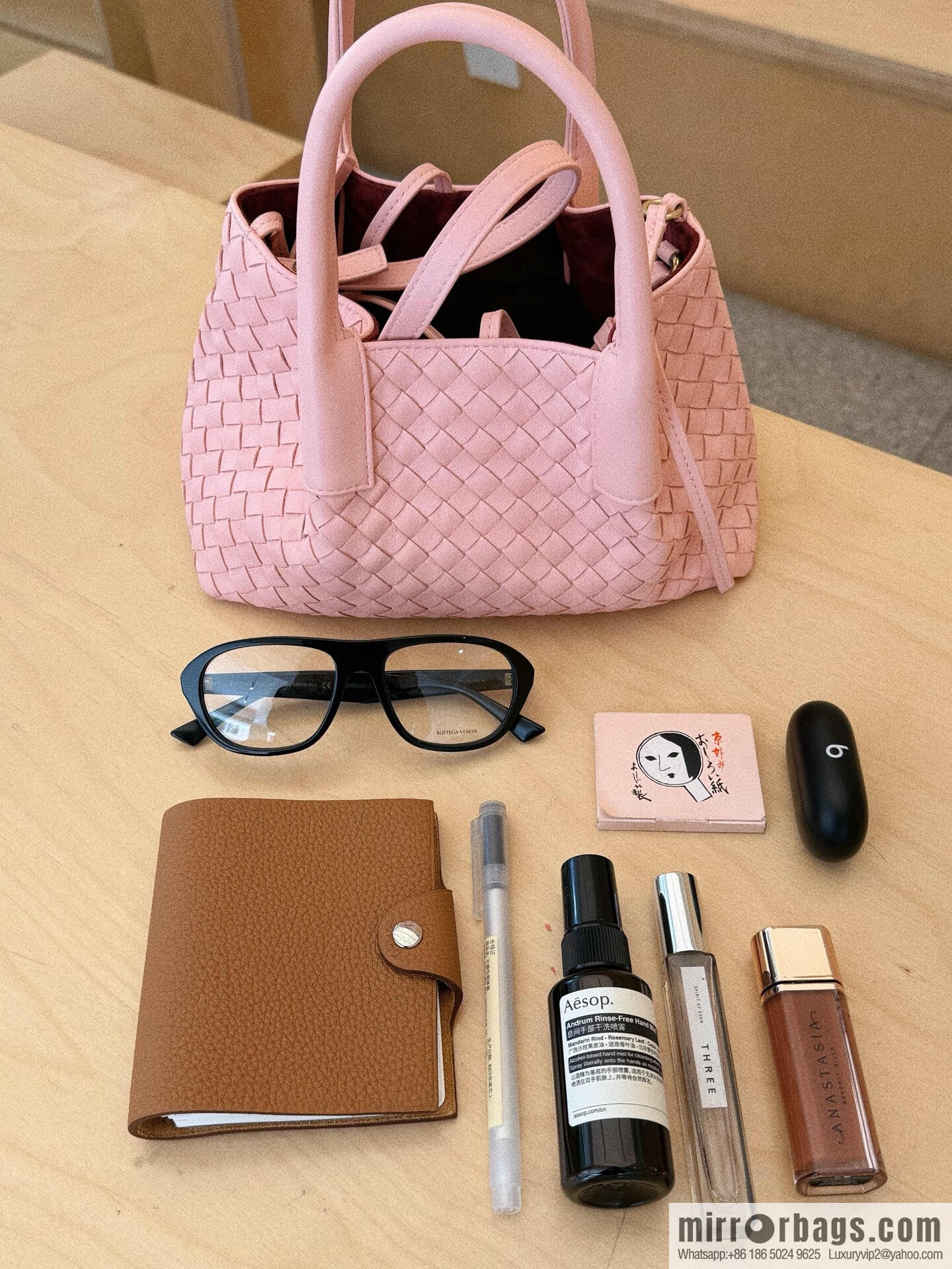 BV small Pinacoteca tote bag 819004 rose powder