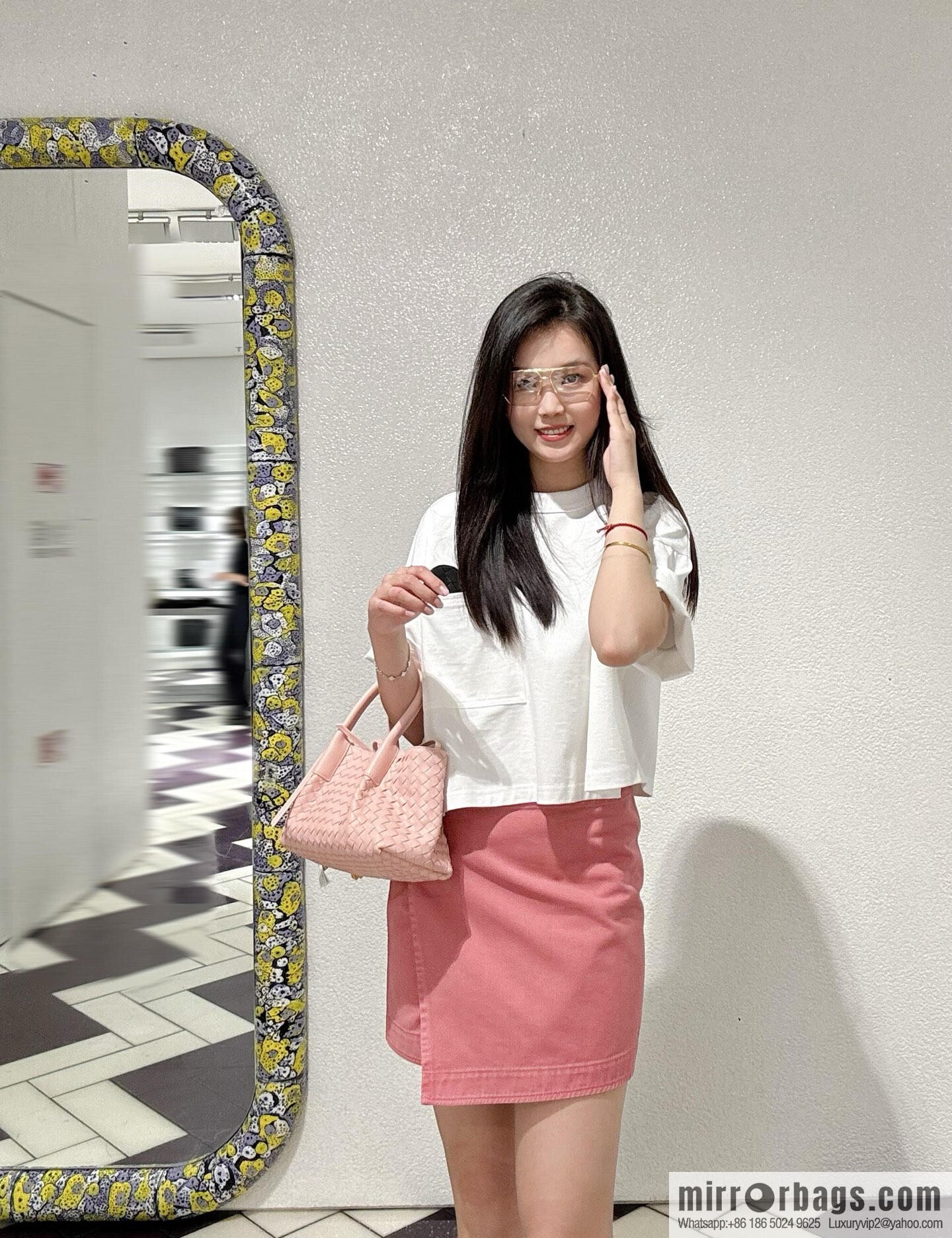 BV small Pinacoteca tote bag 819004 rose powder