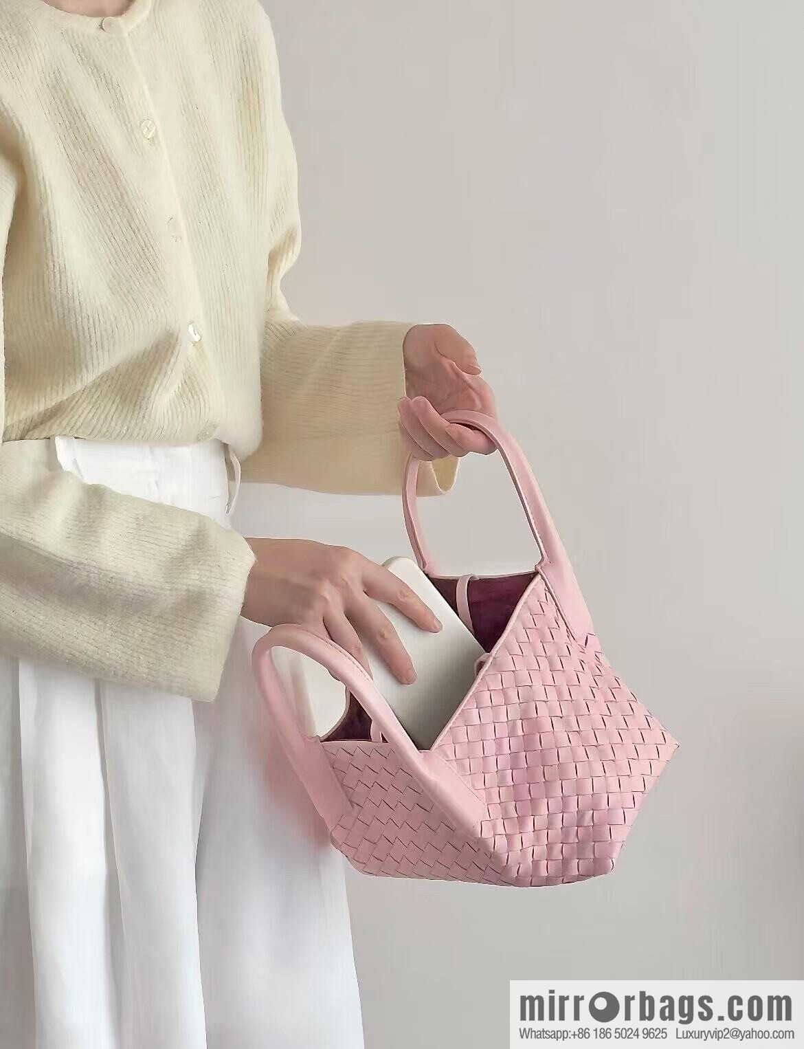 BV small Pinacoteca tote bag 819004 rose powder