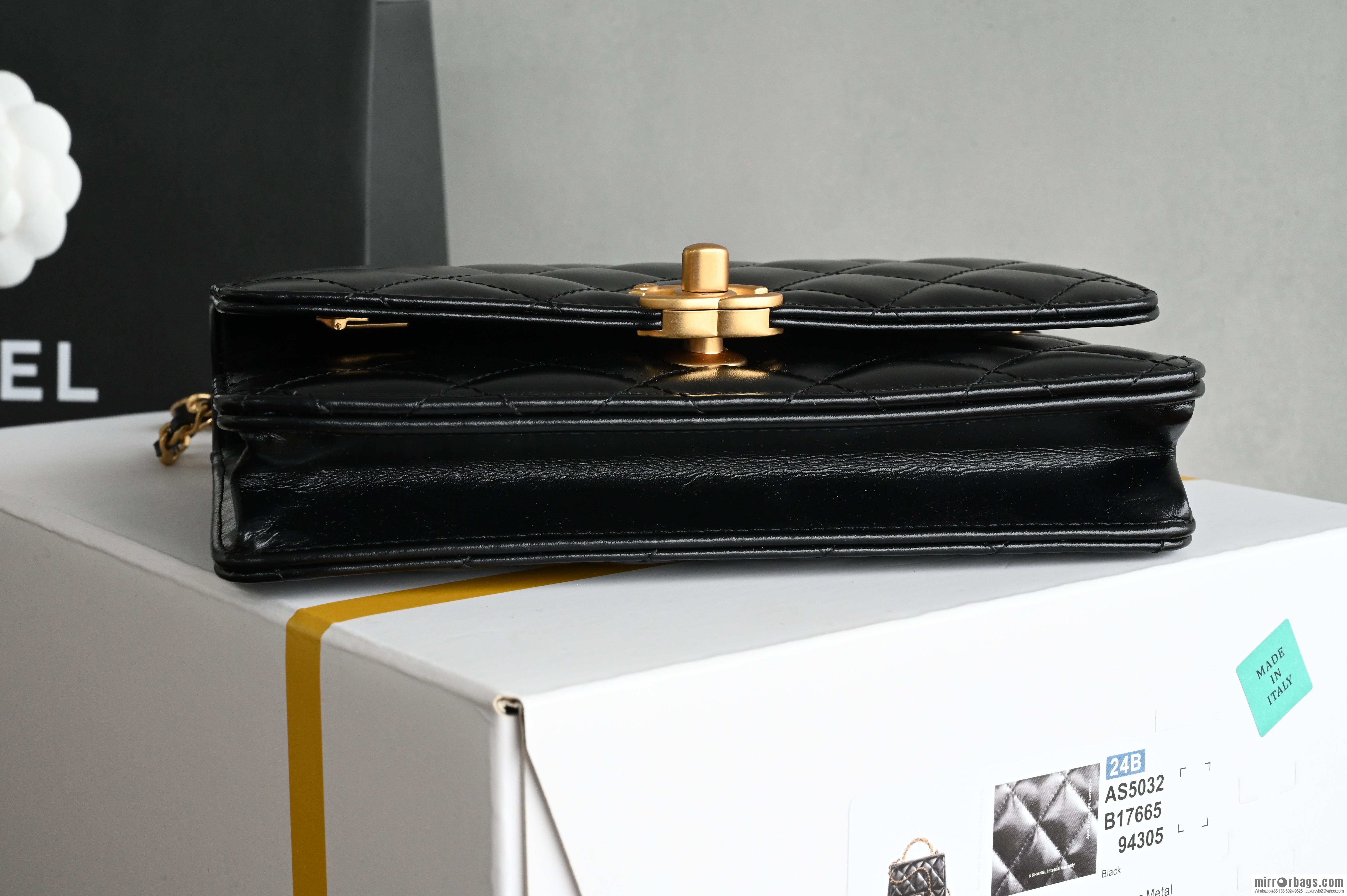 CHANEL new version small gold ball double bead chain AS2284 black