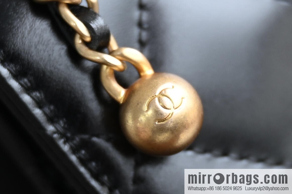 CHANEL new version small gold ball double bead chain AS2284 black