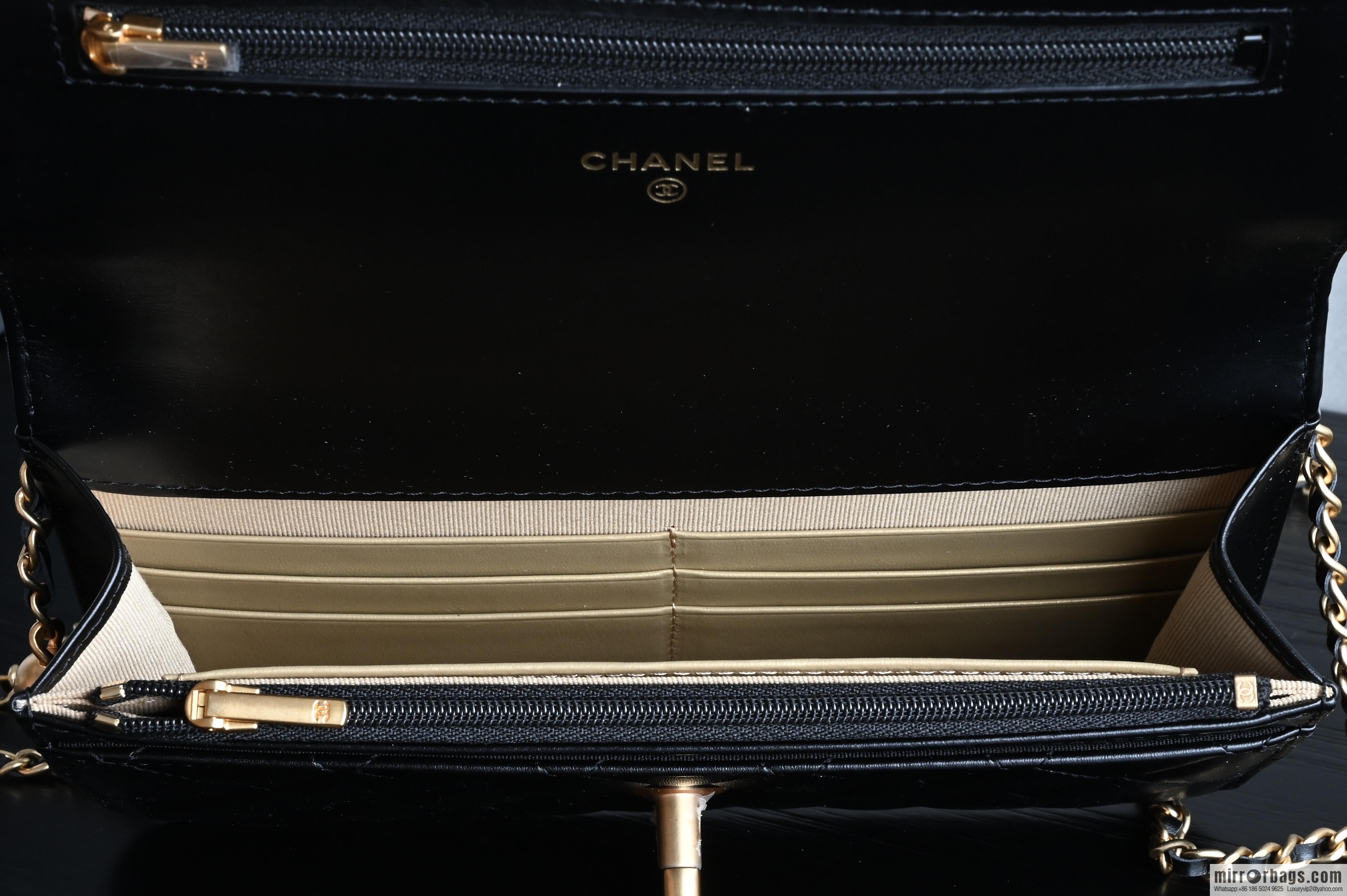 CHANEL new version small gold ball double bead chain AS2284 black