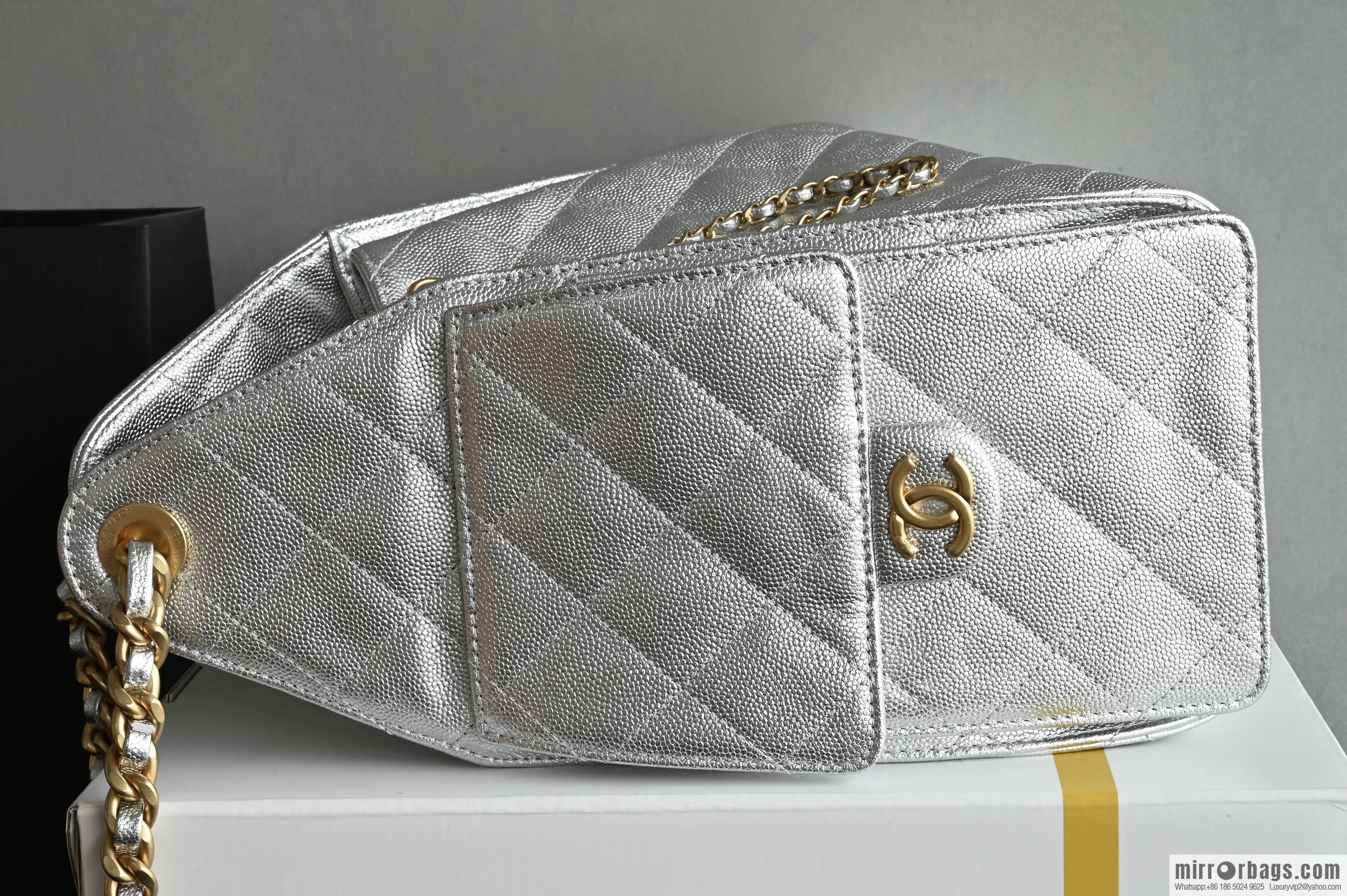 CHANEL Hippie Shopping Bag Small AS5293 Silver