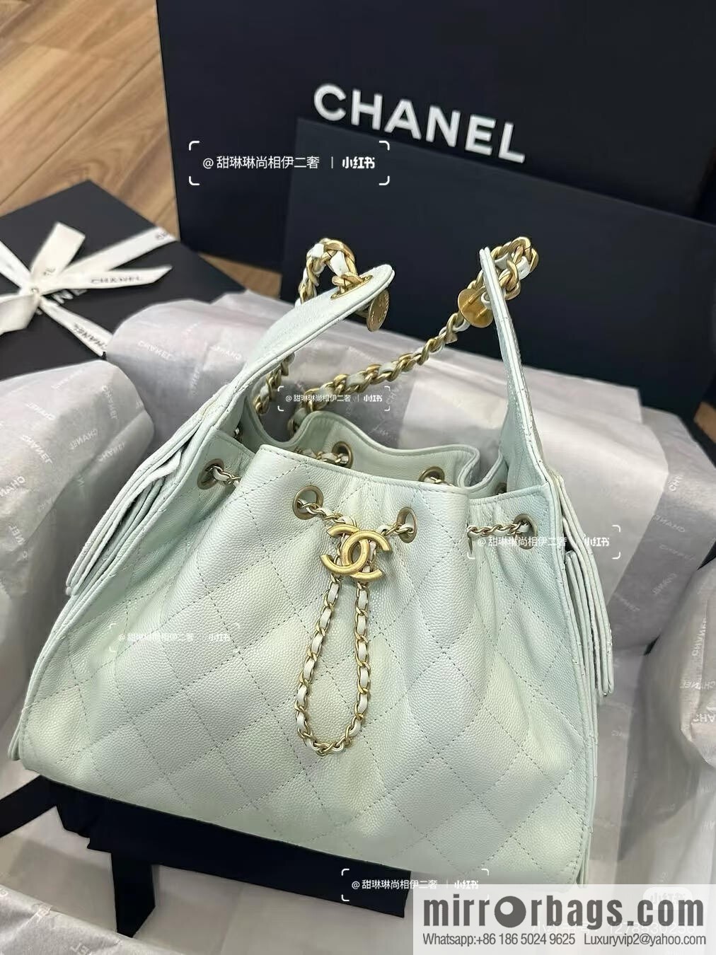 CHANEL Hippie Shopping Bag S AS5293 Apple Green