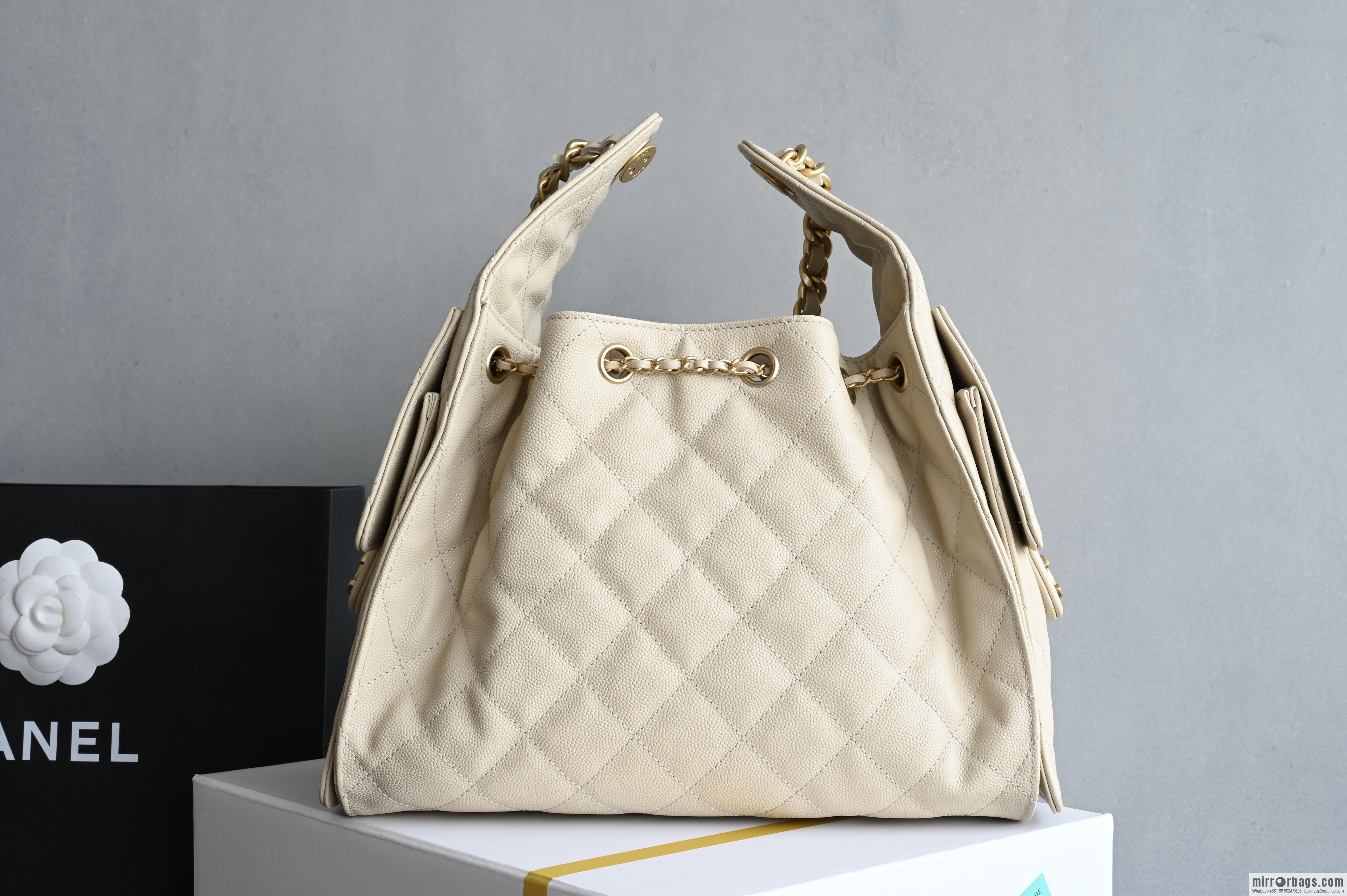CHANEL Hippie Shopping Bag S AS5293 Milk Tea