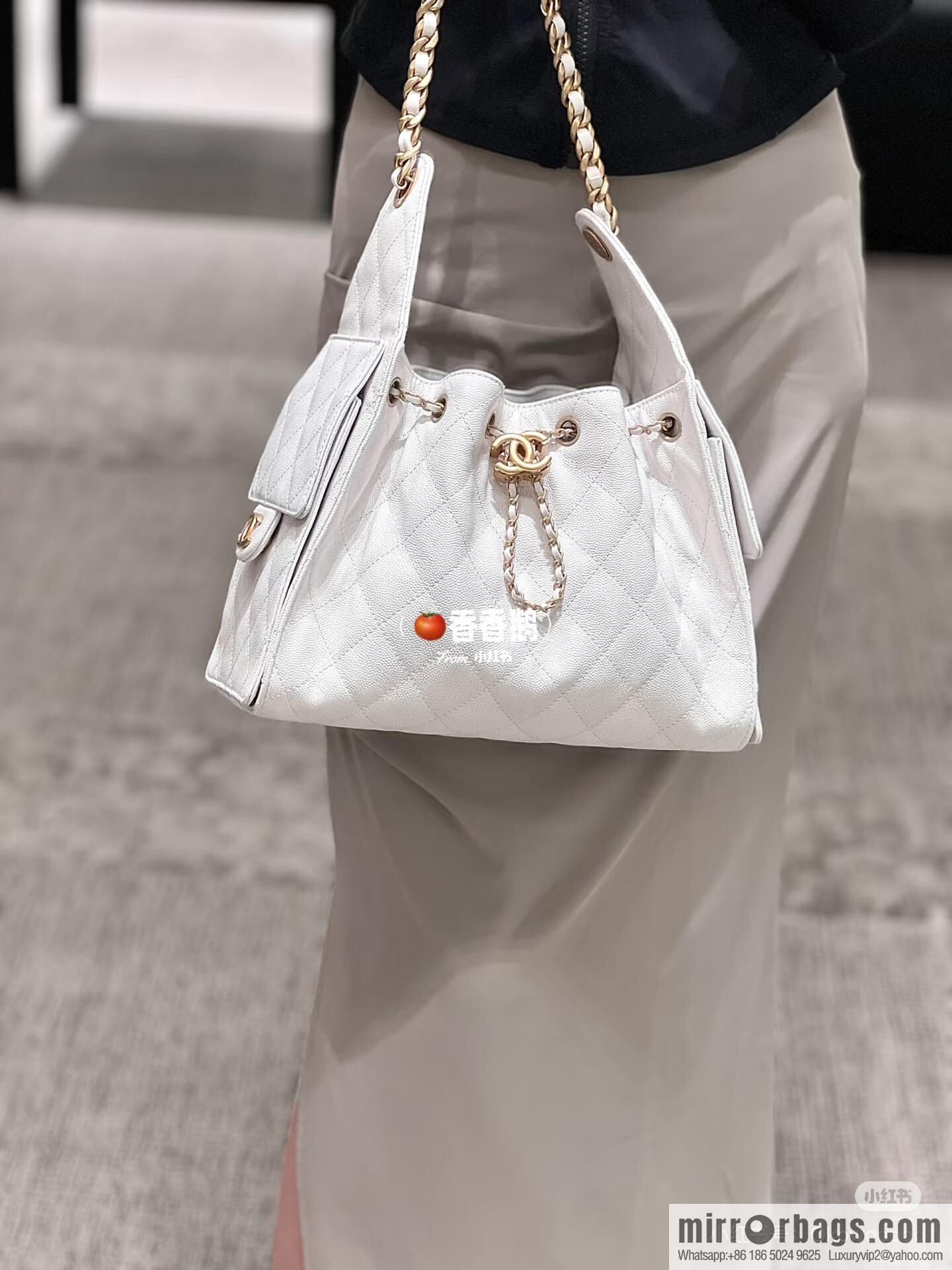 CHANEL Hippie Shopping Bag S AS5293 White