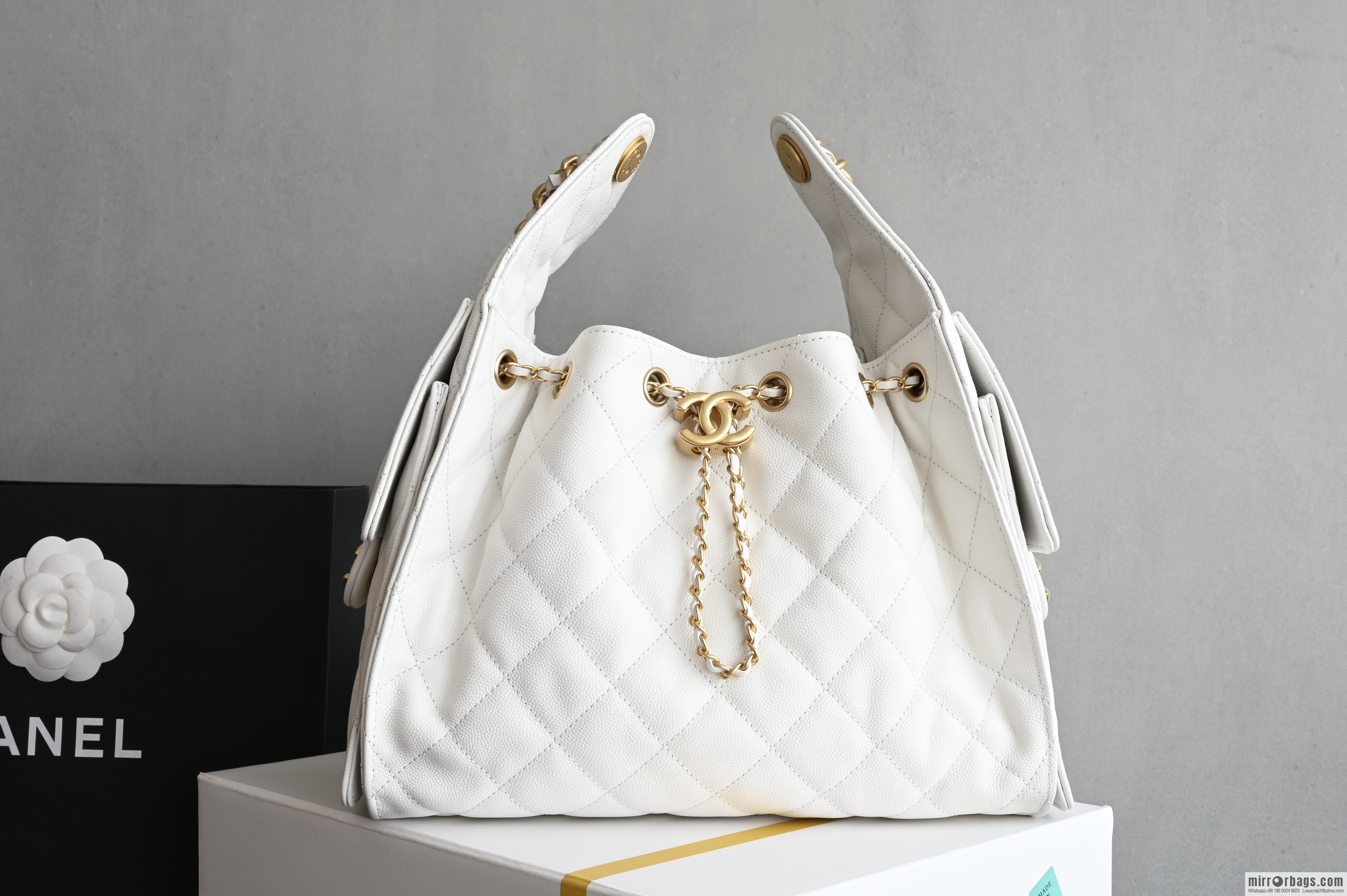 CHANEL Hippie Shopping Bag S AS5293 White
