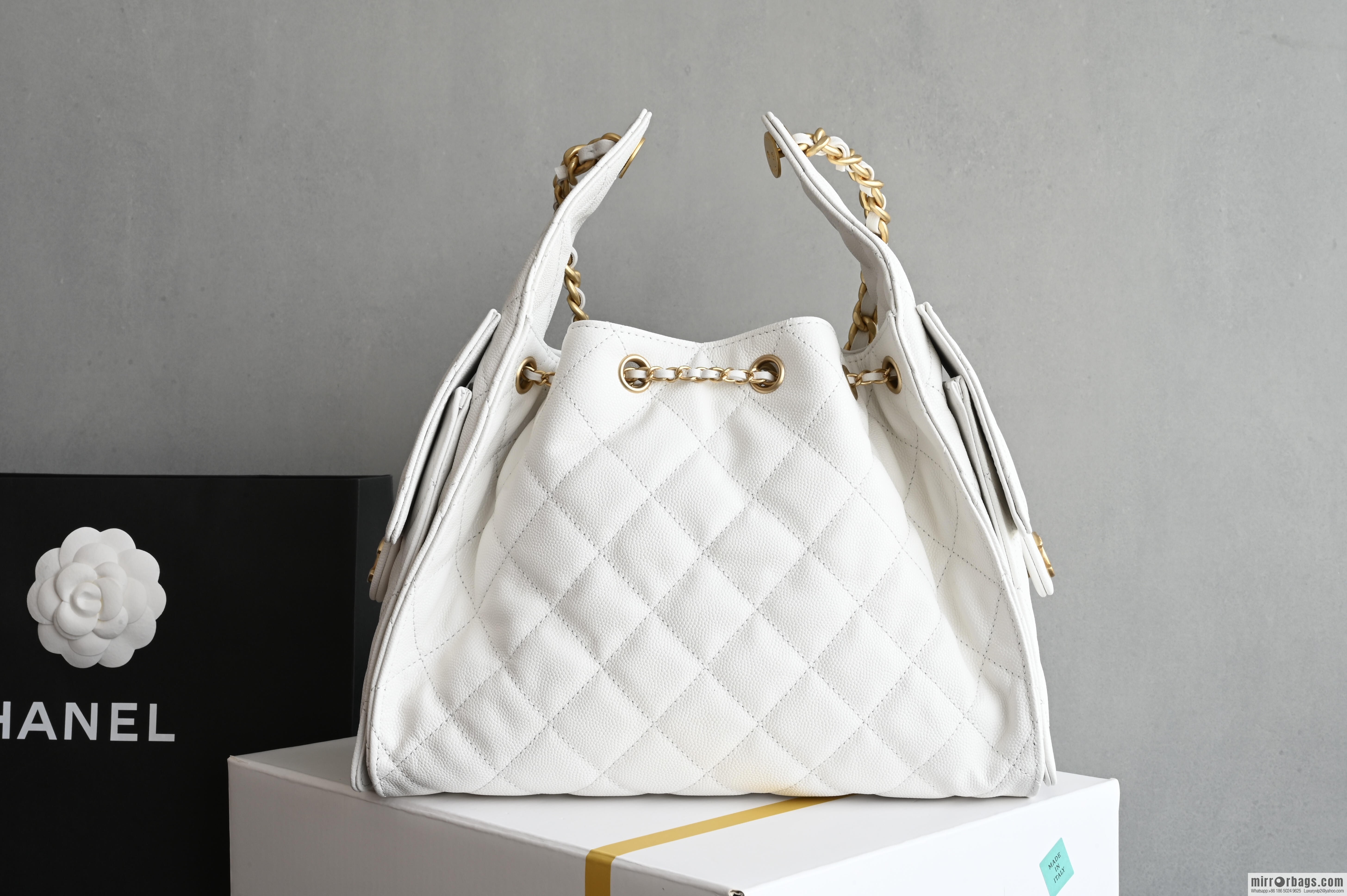 CHANEL Hippie Shopping Bag S AS5293 White