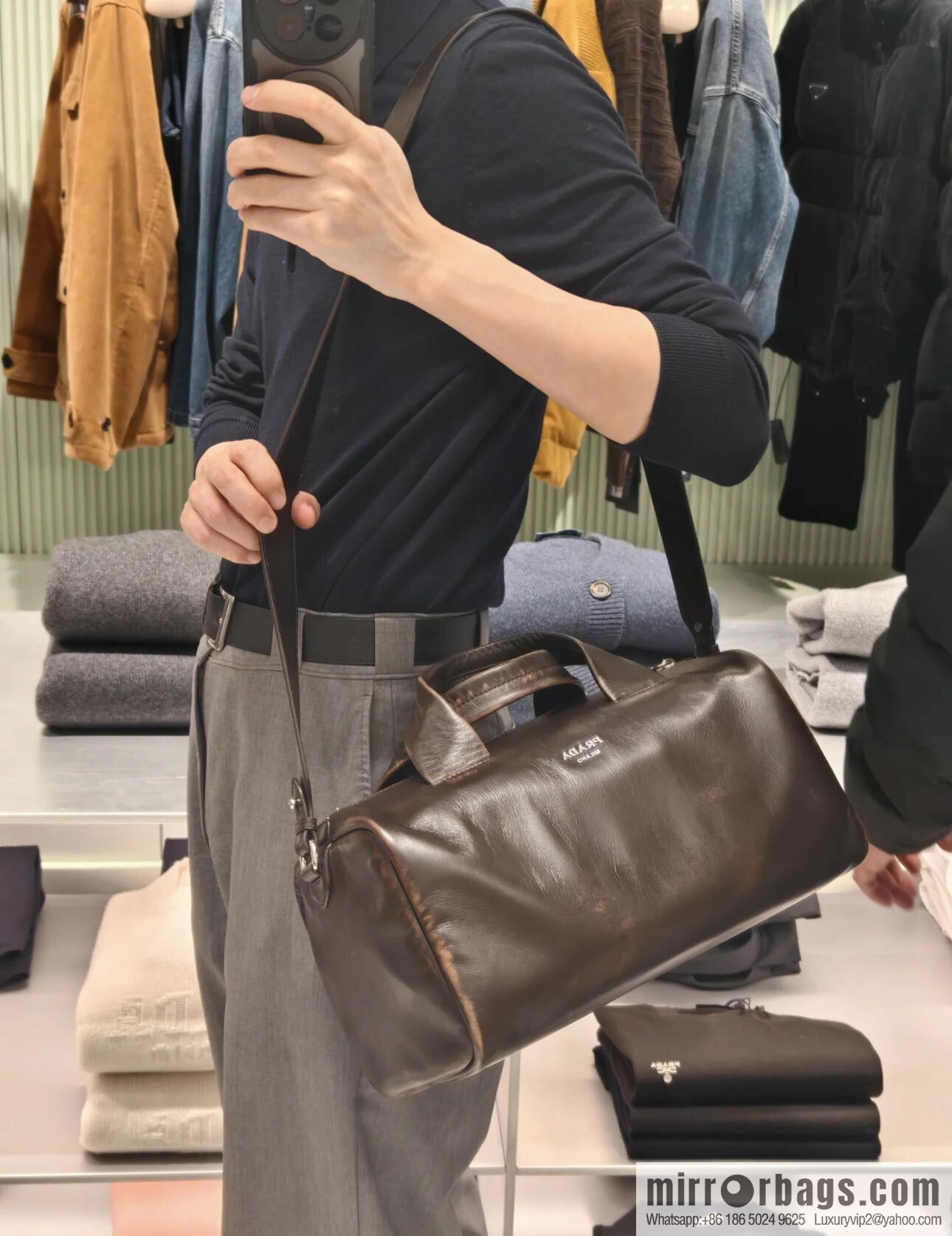 PRADA New Boston 2VC046 Large, Coffee