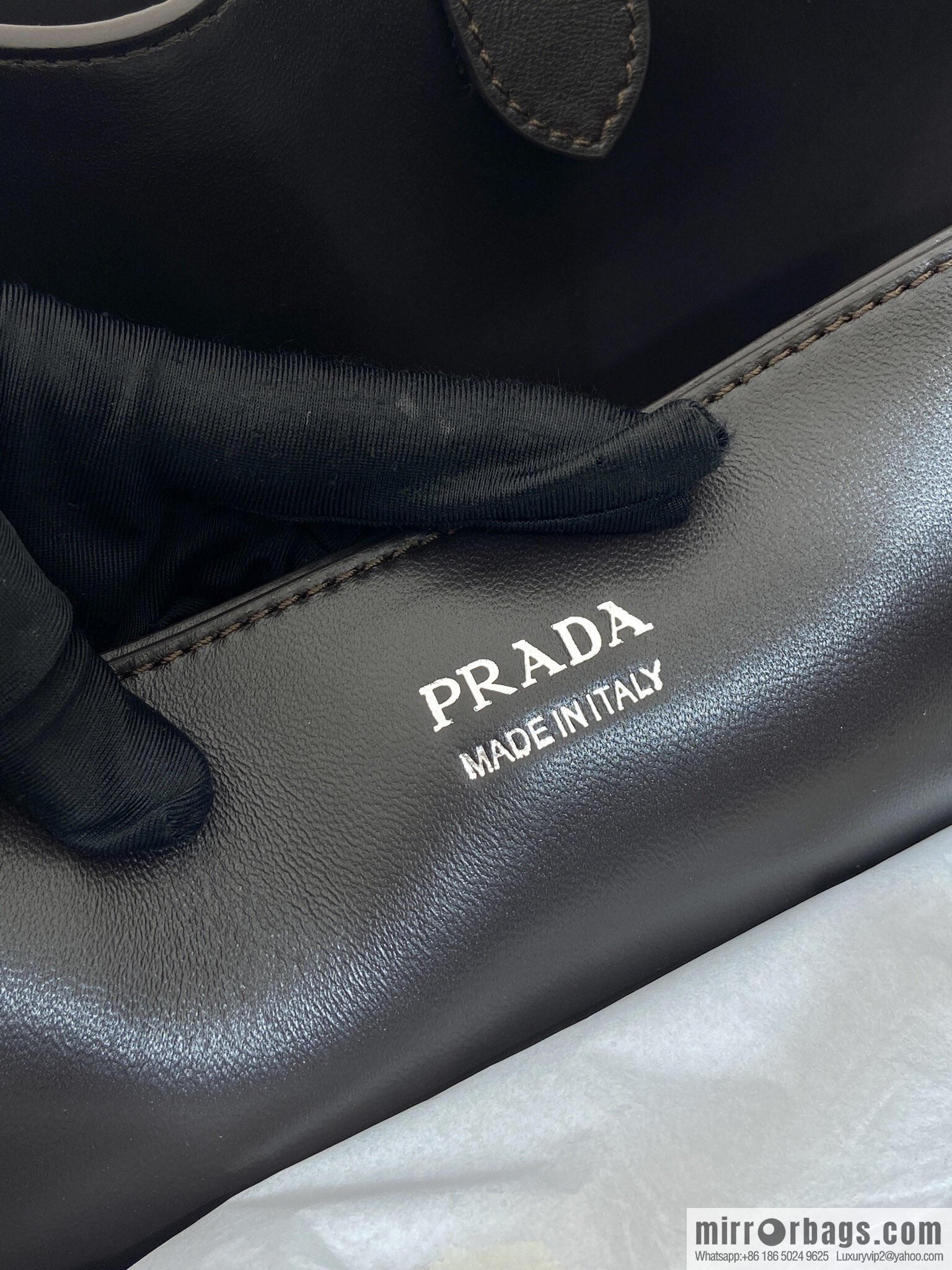 PRADA new men's bag 1BG126 extra large imitation old leather, coffee color
