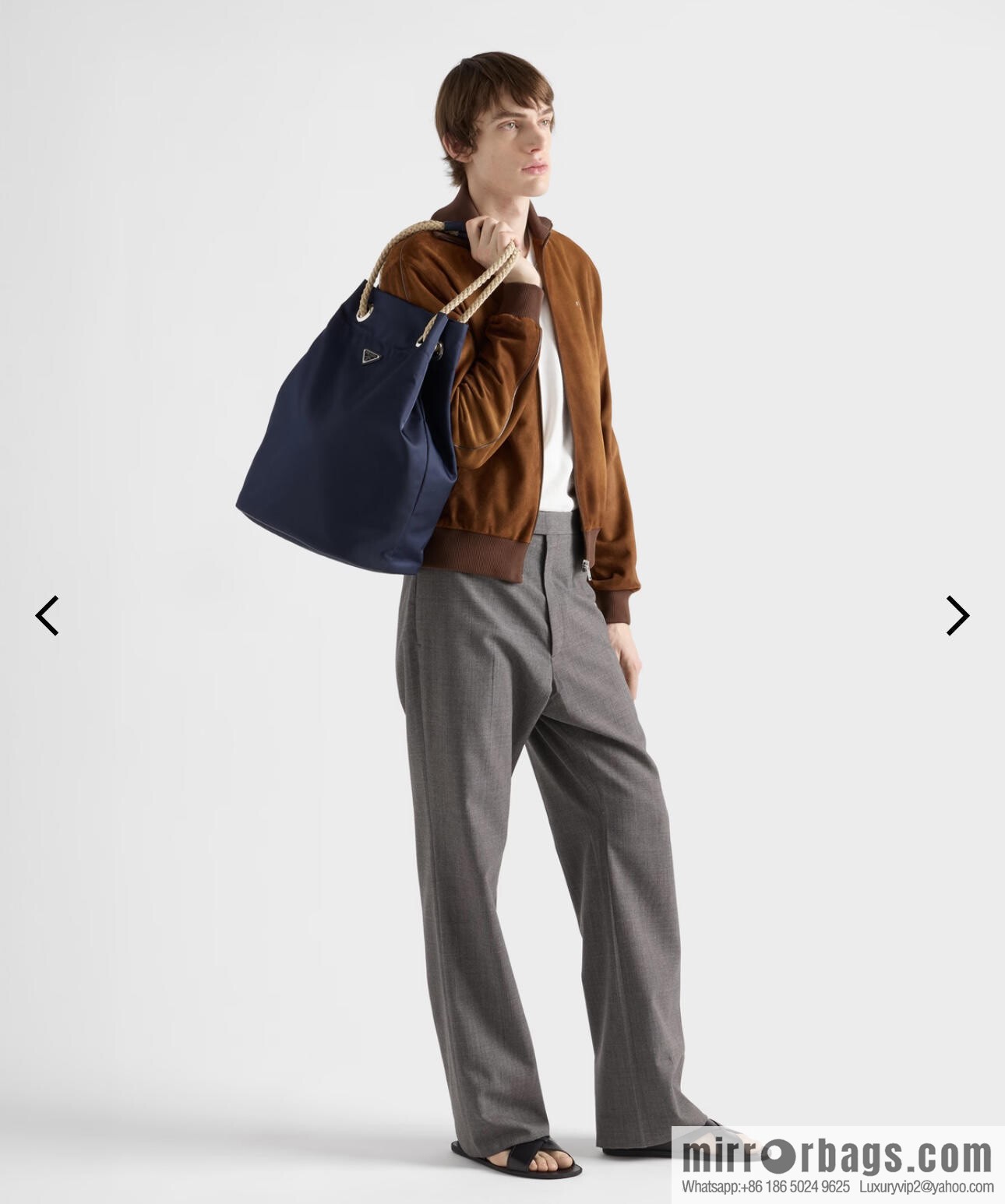PRADA men's bucket bag 2VG133 catwalk model, blue