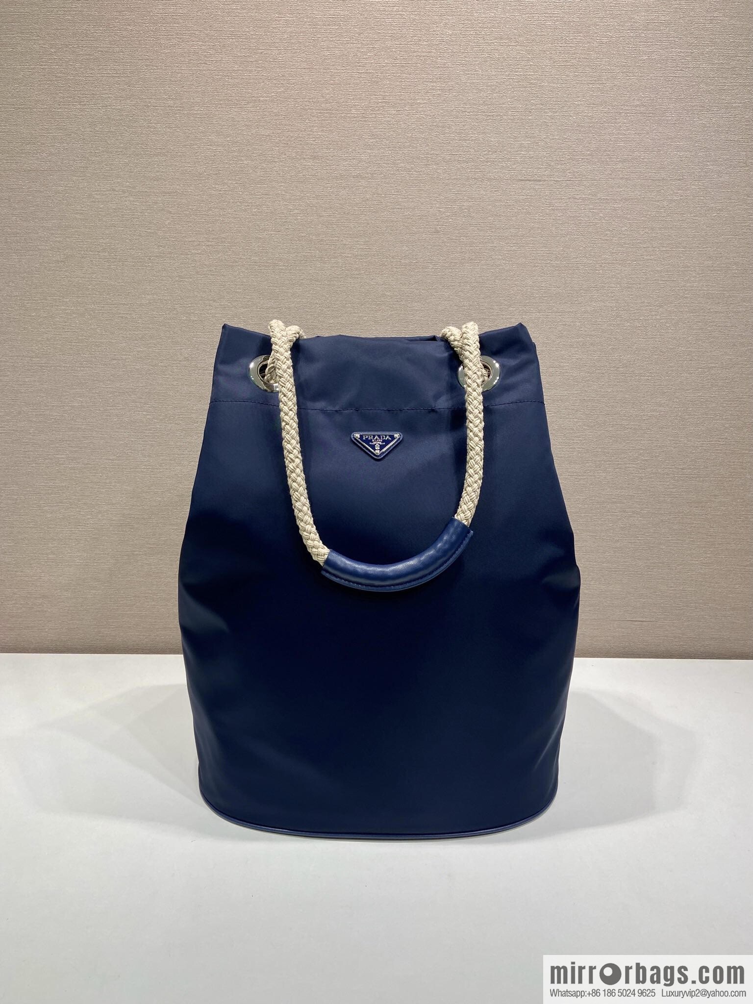 PRADA men's bucket bag 2VG133 catwalk model, blue
