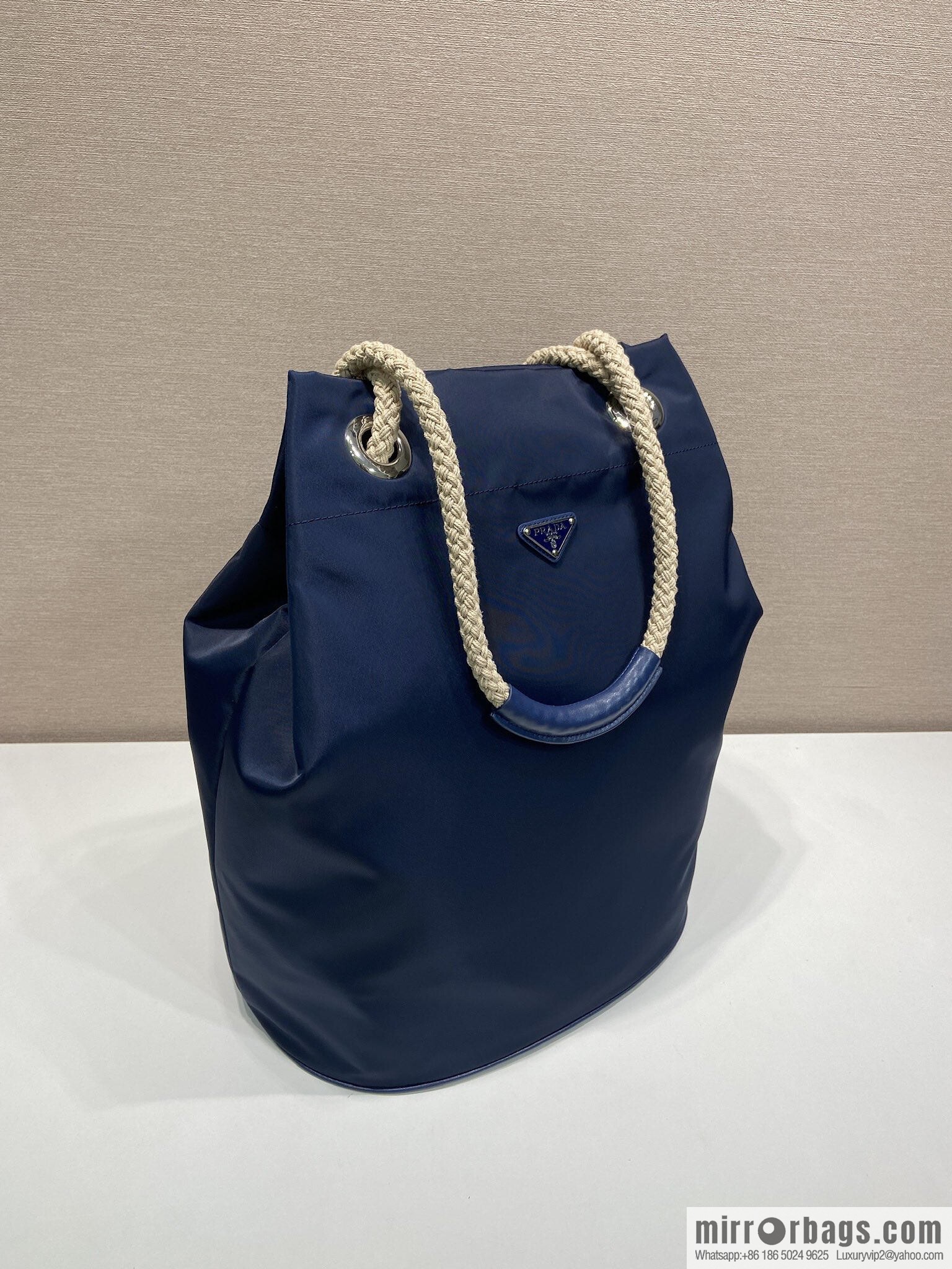 PRADA men's bucket bag 2VG133 catwalk model, blue