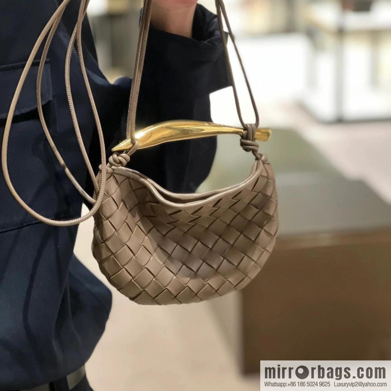 BV Mini Sardine Crossbody Bag 744267 Pine Cones Brown