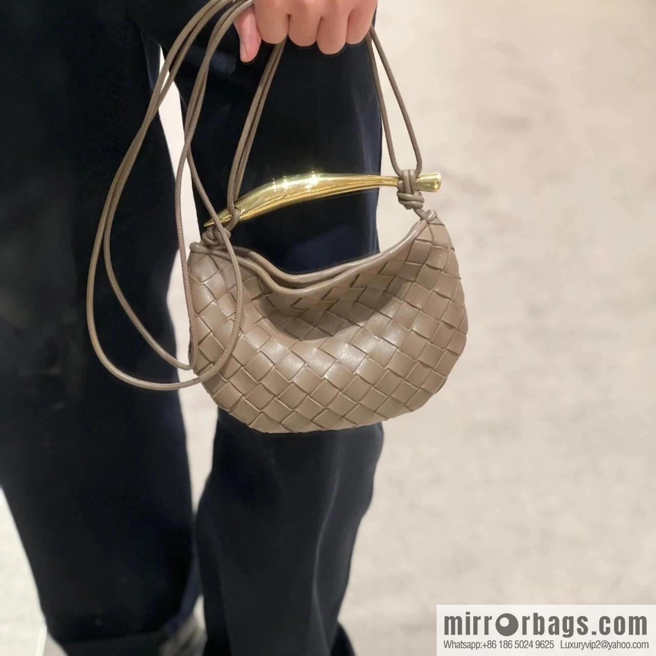 BV Mini Sardine Crossbody Bag 744267 Pine Cones Brown