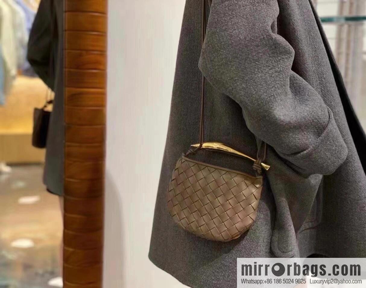 BV Mini Sardine Crossbody Bag 744267 Pine Cones Brown