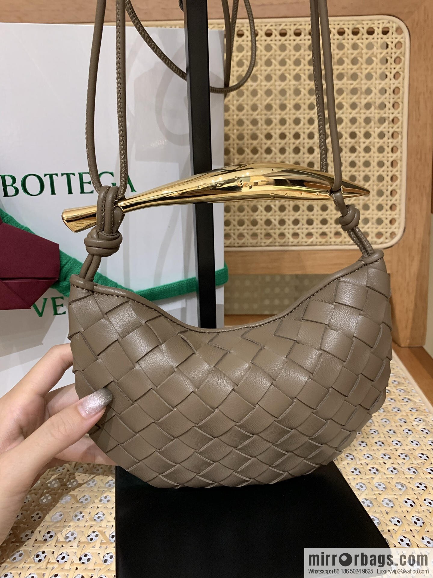 BV Mini Sardine Crossbody Bag 744267 Pine Cones Brown