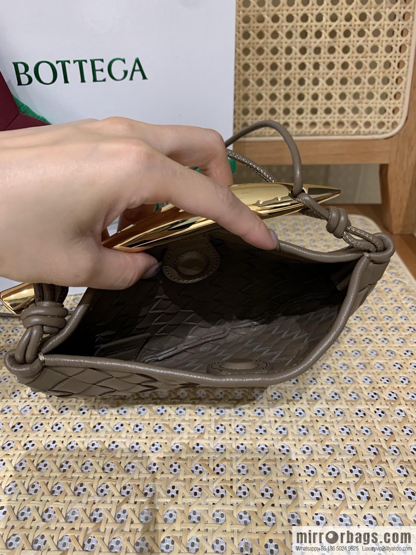 BV Mini Sardine Crossbody Bag 744267 Pine Cones Brown