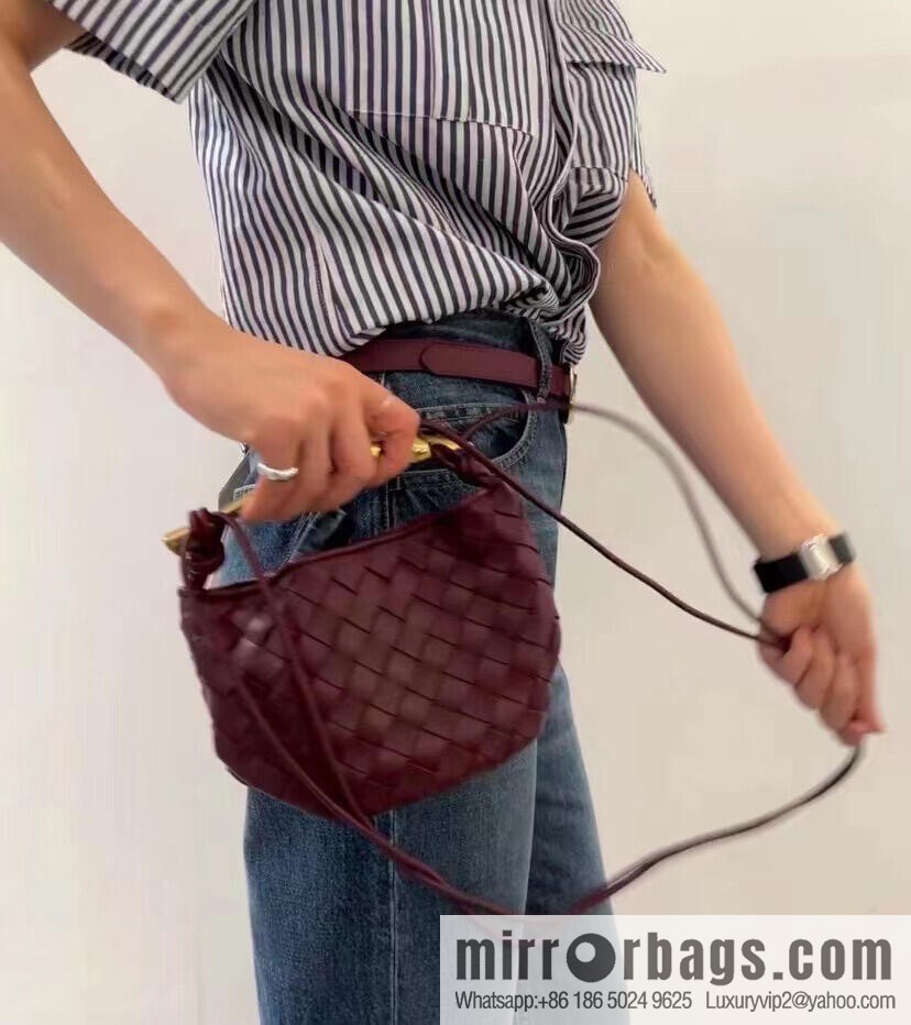 BV Mini Sardine Crossbody Bag 744267 Barolo Burgundy