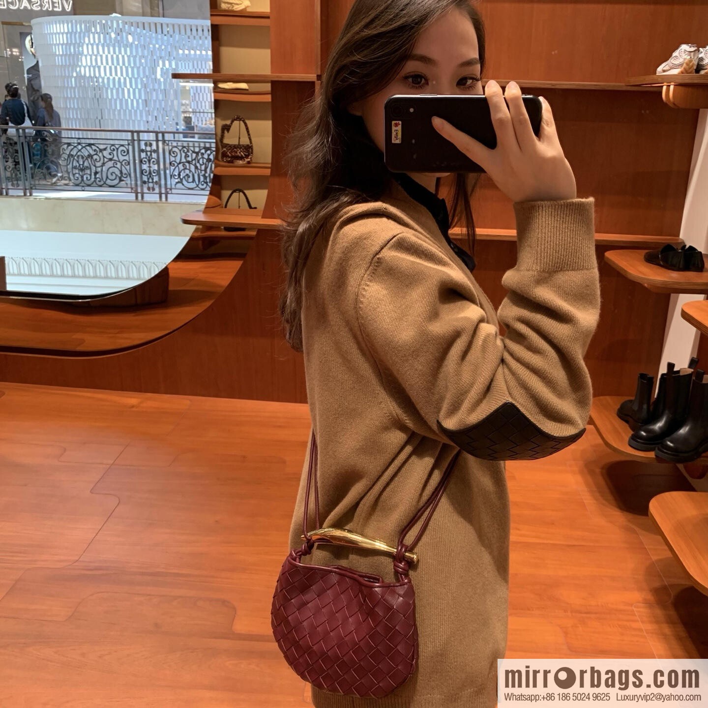 BV Mini Sardine Crossbody Bag 744267 Barolo Burgundy