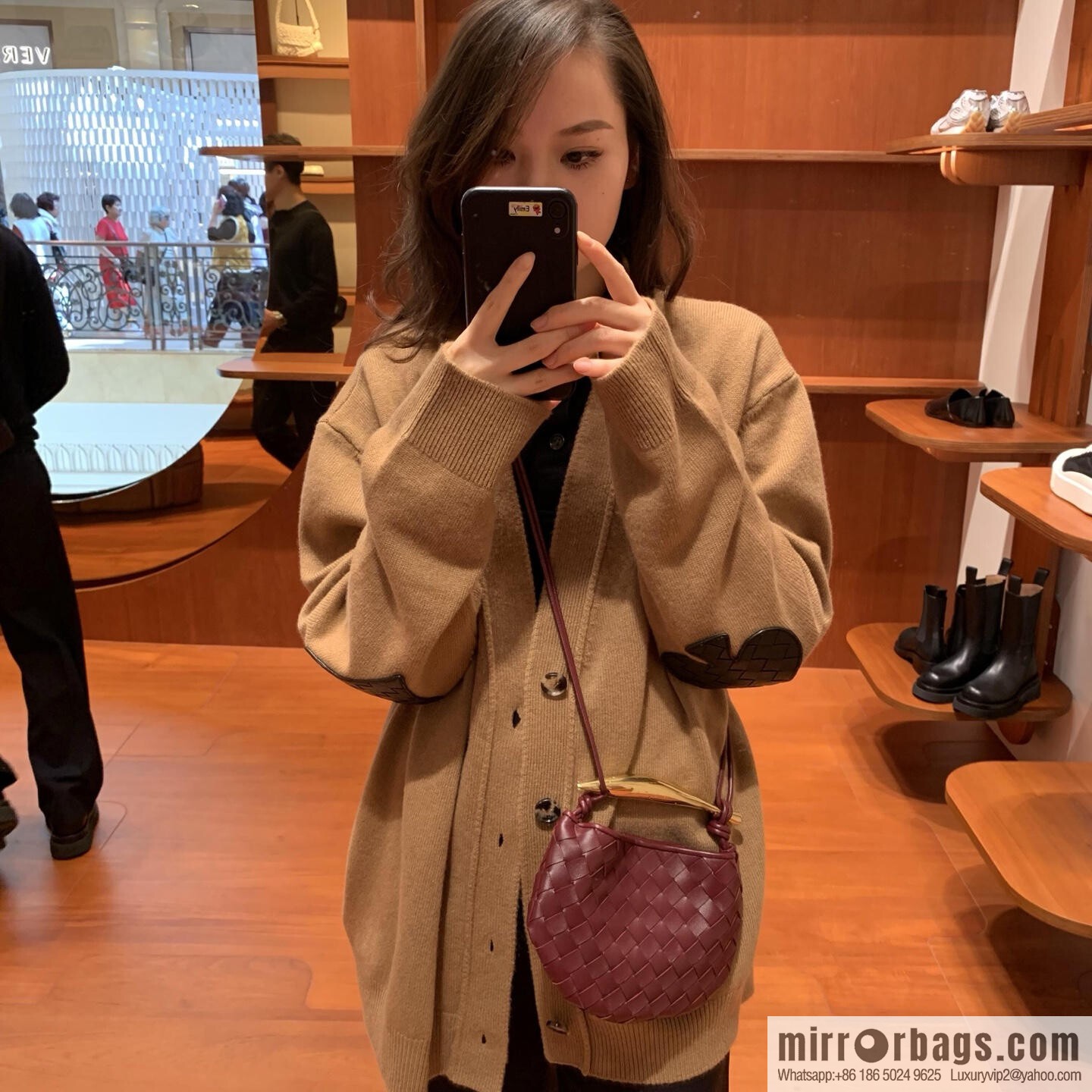 BV Mini Sardine Crossbody Bag 744267 Barolo Burgundy
