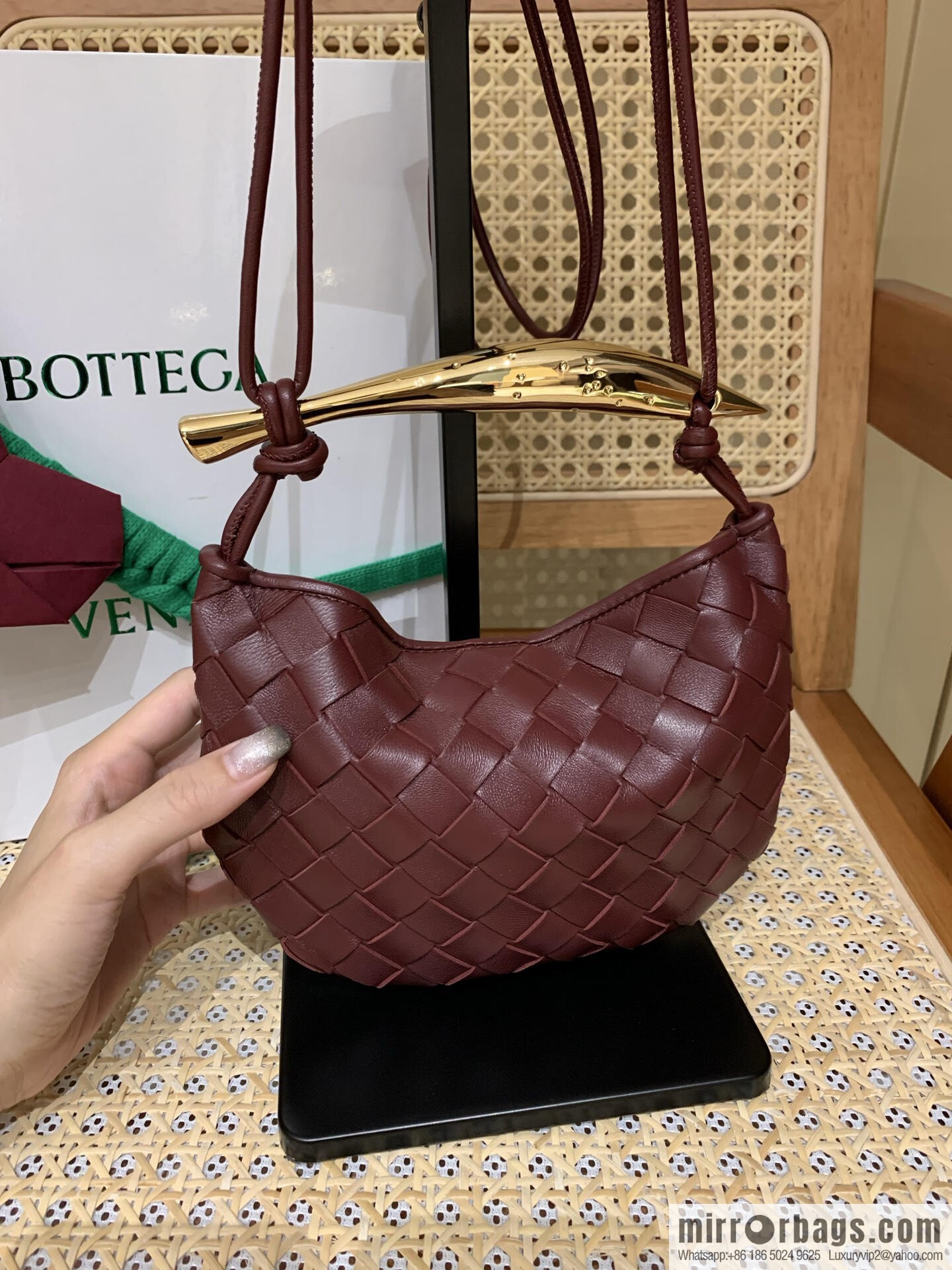 BV Mini Sardine Crossbody Bag 744267 Barolo Burgundy