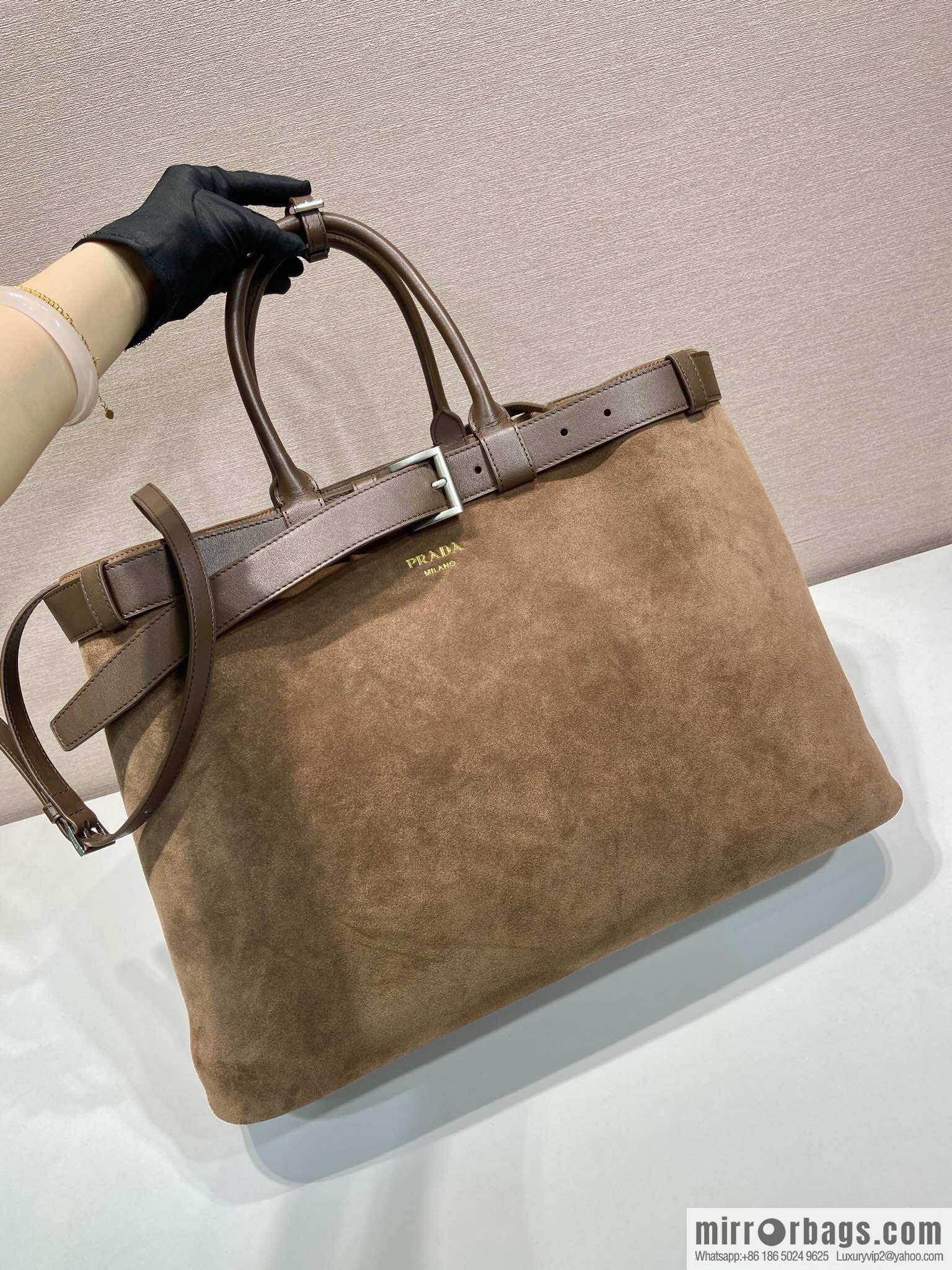 PRADA new men's bag 1BG126 extra large suede