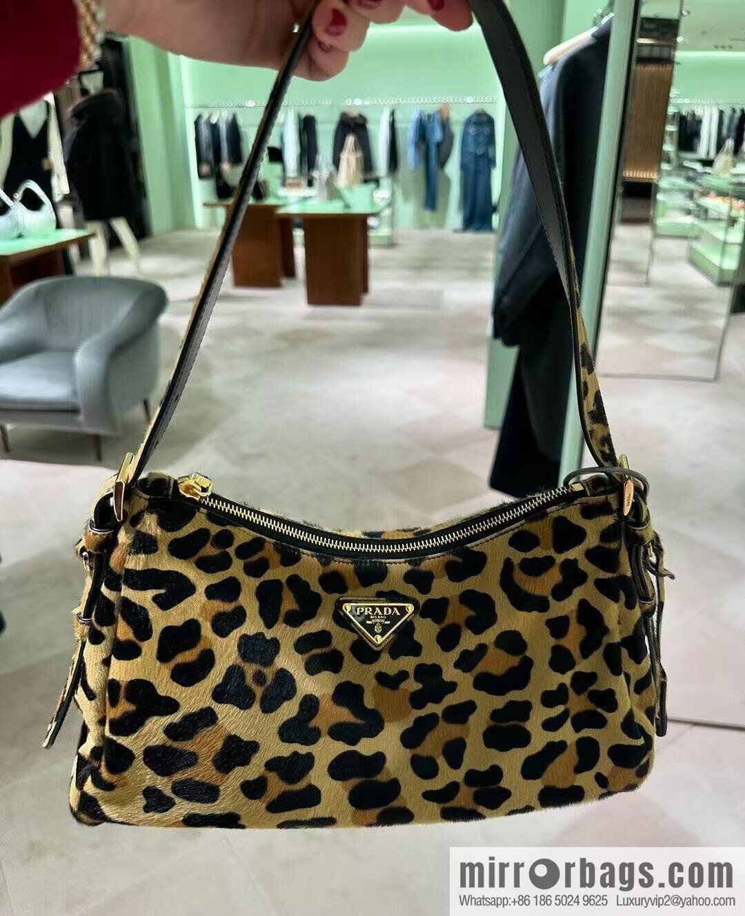 PRADA new Aimee armpit bag 1BC229 leopard print